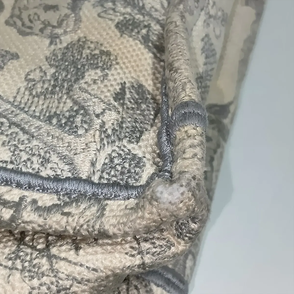 Toile de Jouy Embroidery Book Tote Medium Canvas Tote Bag, Gray — view 15