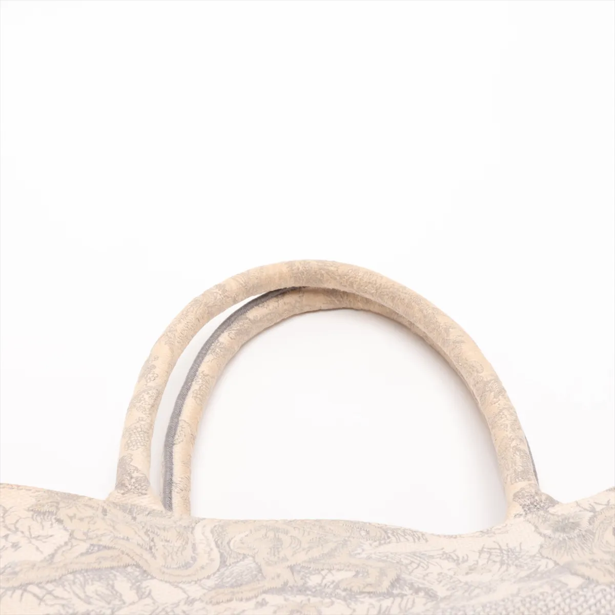 Toile de Jouy Embroidery Book Tote Medium Canvas Tote Bag, Gray — view 6
