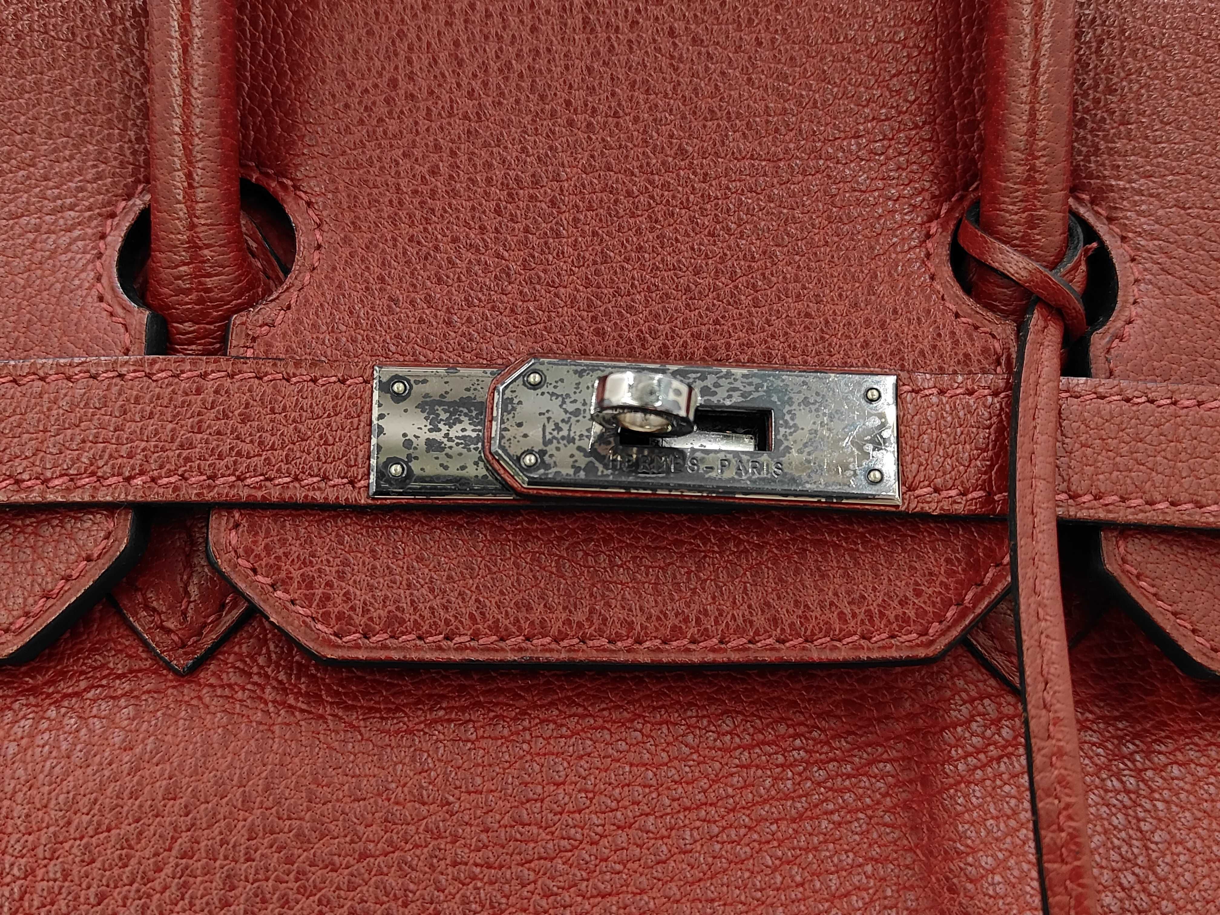 Birkin 35 Rouge H Silver Hardware E Handbag — view 9