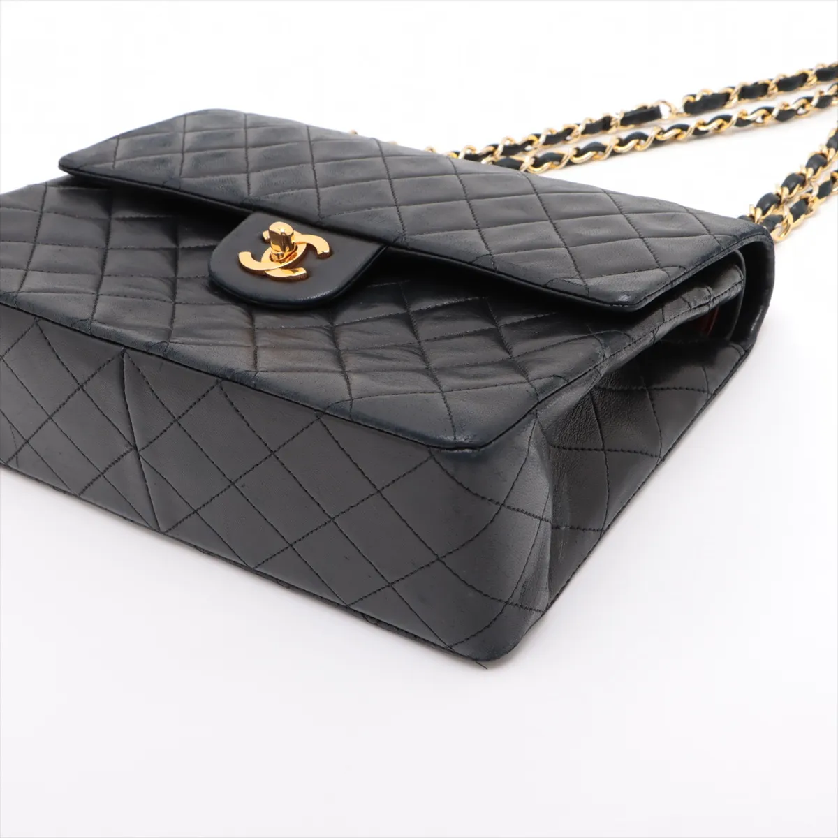 Matelasse Lambskin Double Flap Double Chain Bag Black Gold Hardware 1050111 No. 1 — view 3