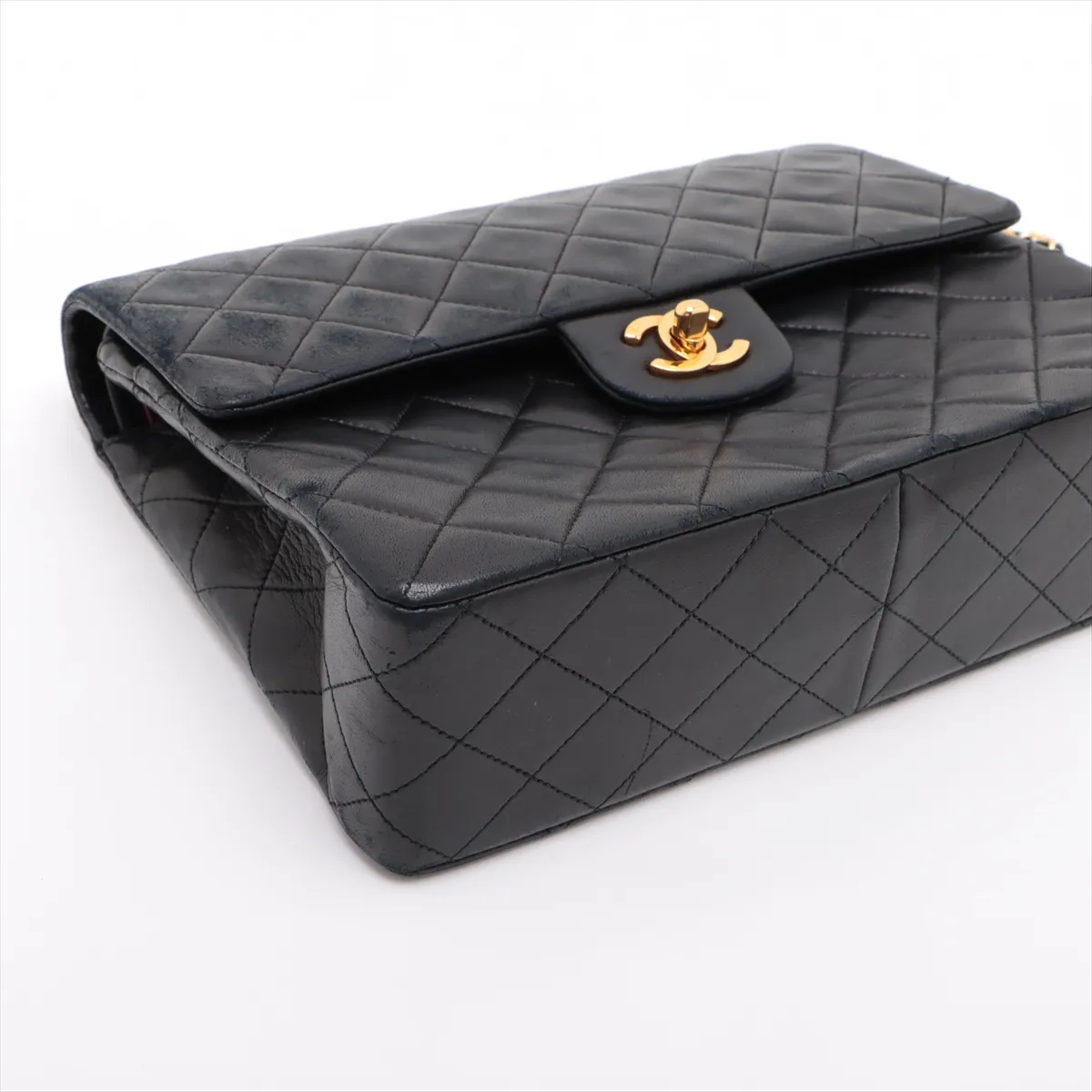 Matelasse Lambskin Double Flap Double Chain Bag Black Gold Hardware 1050111 No. 1 — view 4