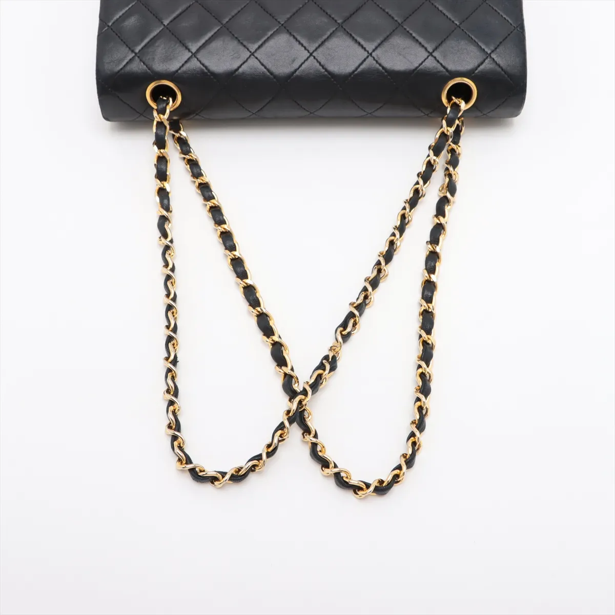 Matelasse Lambskin Double Flap Double Chain Bag Black Gold Hardware 1050111 No. 1 — view 5