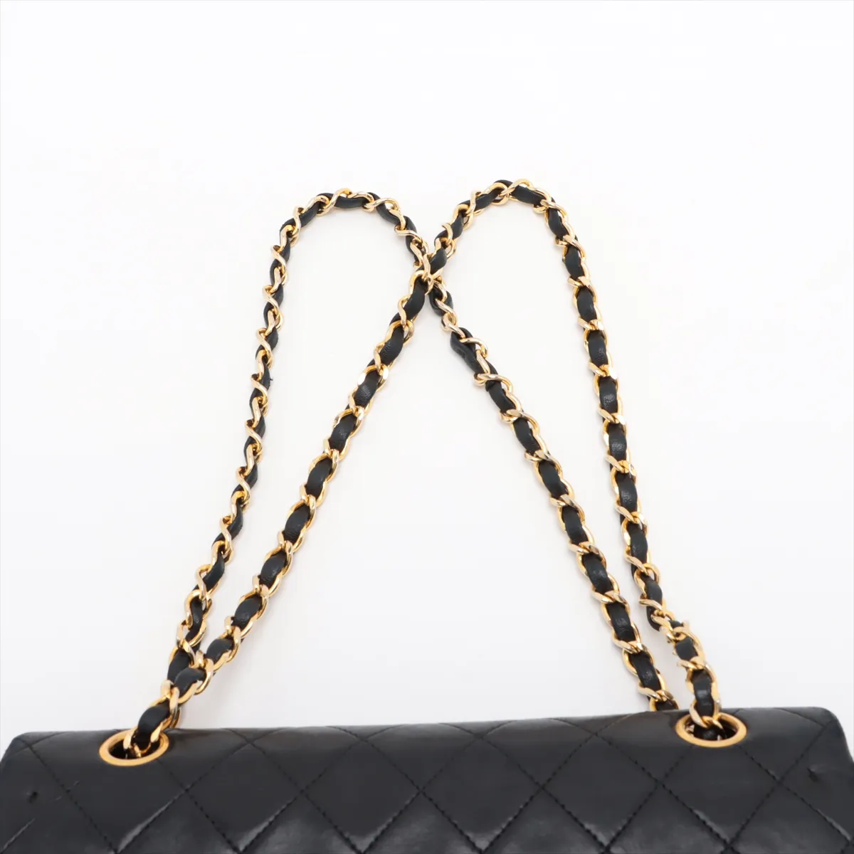 Matelasse Lambskin Double Flap Double Chain Bag Black Gold Hardware 1050111 No. 1 — view 6