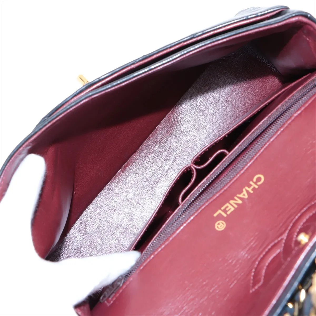 Matelasse Lambskin Double Flap Double Chain Bag Black Gold Hardware 1050111 No. 1 — view 7