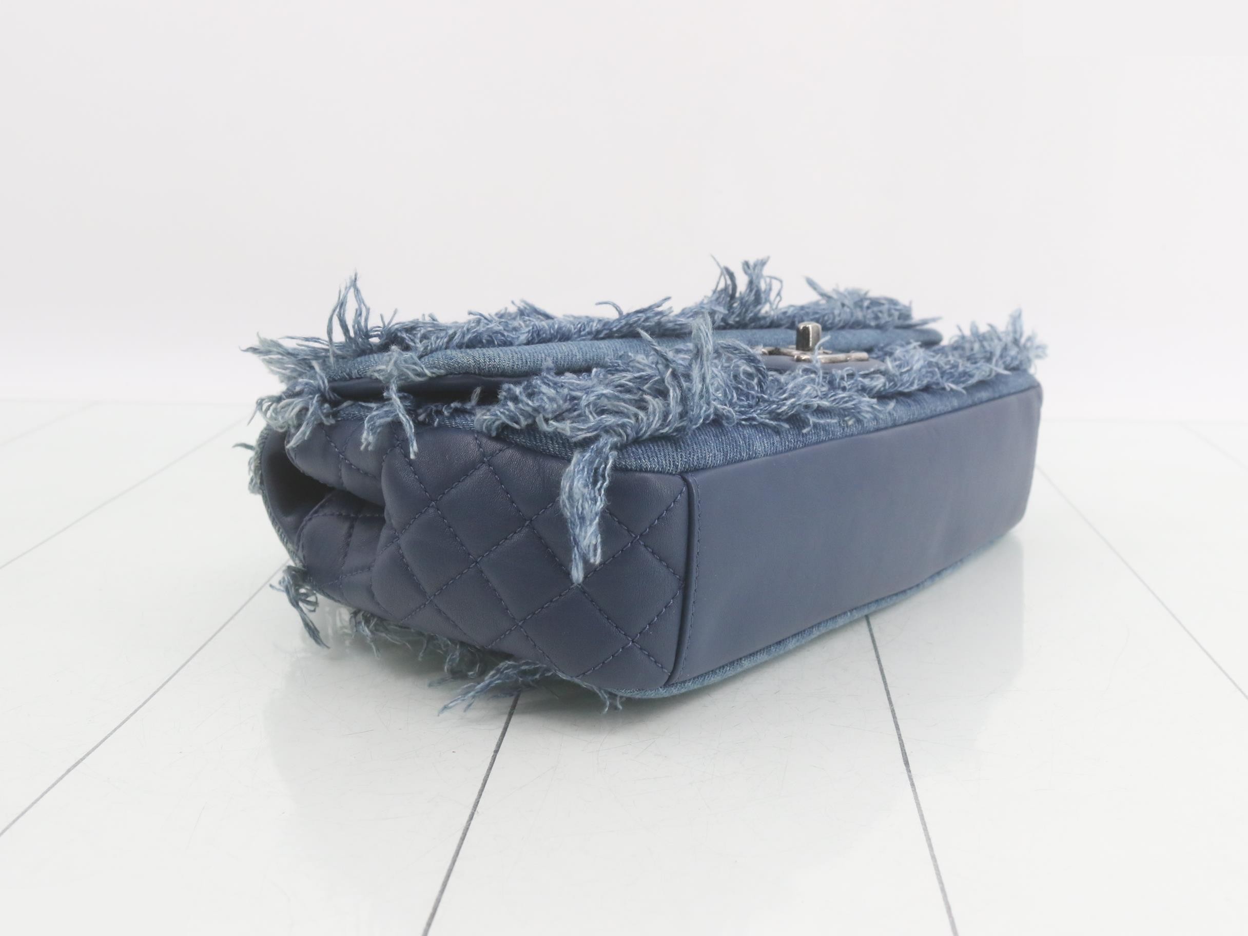 Denim fringe tassel matelassé shoulder bag — view 5