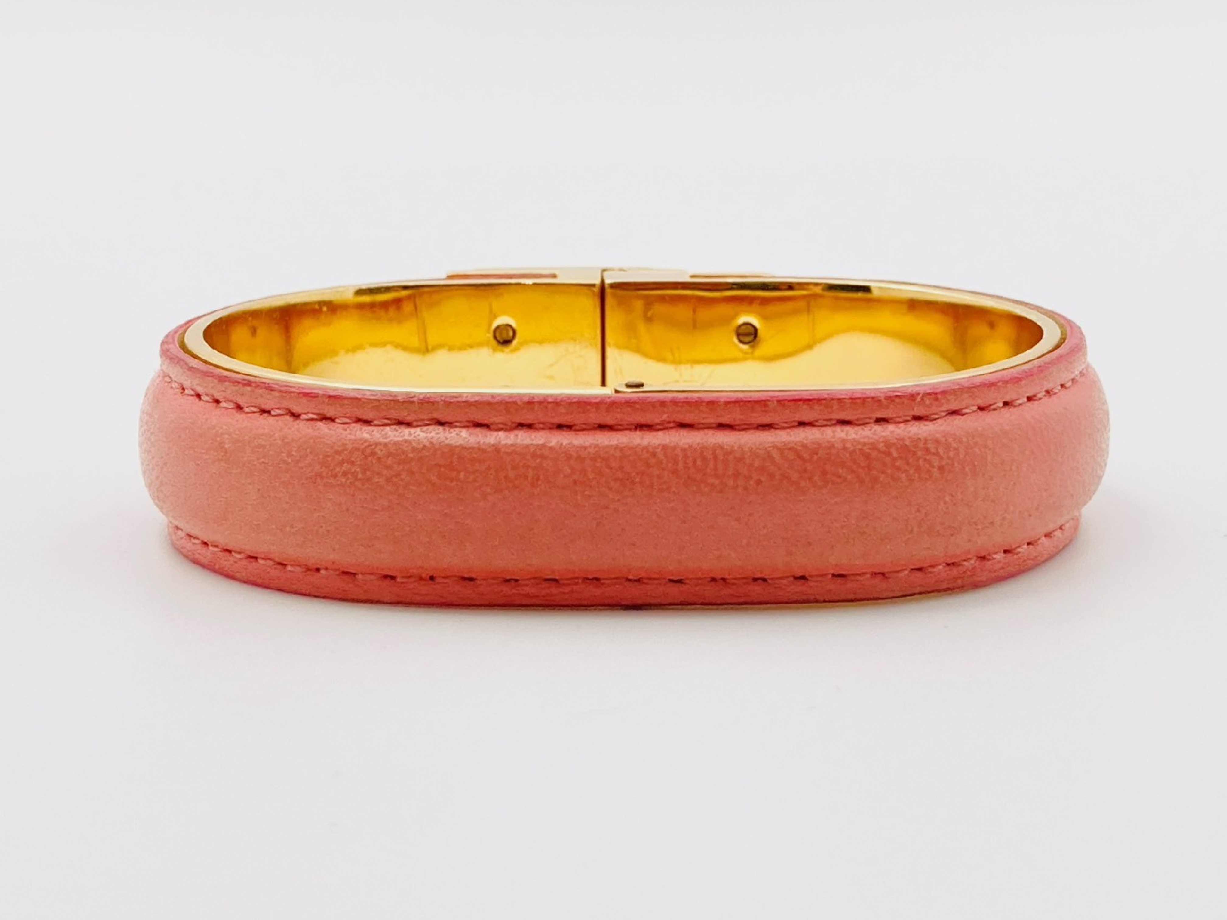 Anagram Leather Bangle Pink x Gold Bracelet/Bangle — view 2