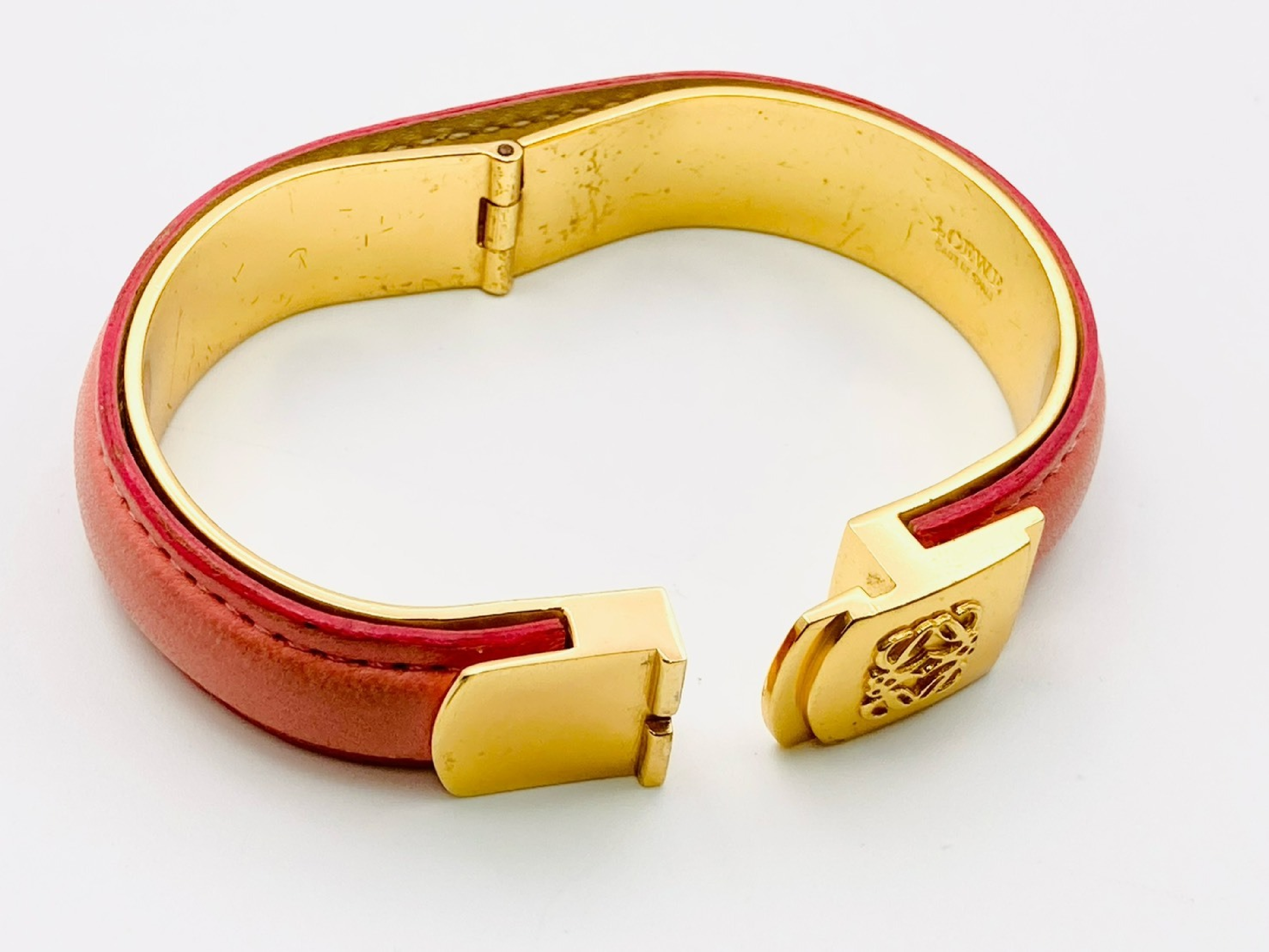 Anagram Leather Bangle Pink x Gold Bracelet/Bangle — view 3