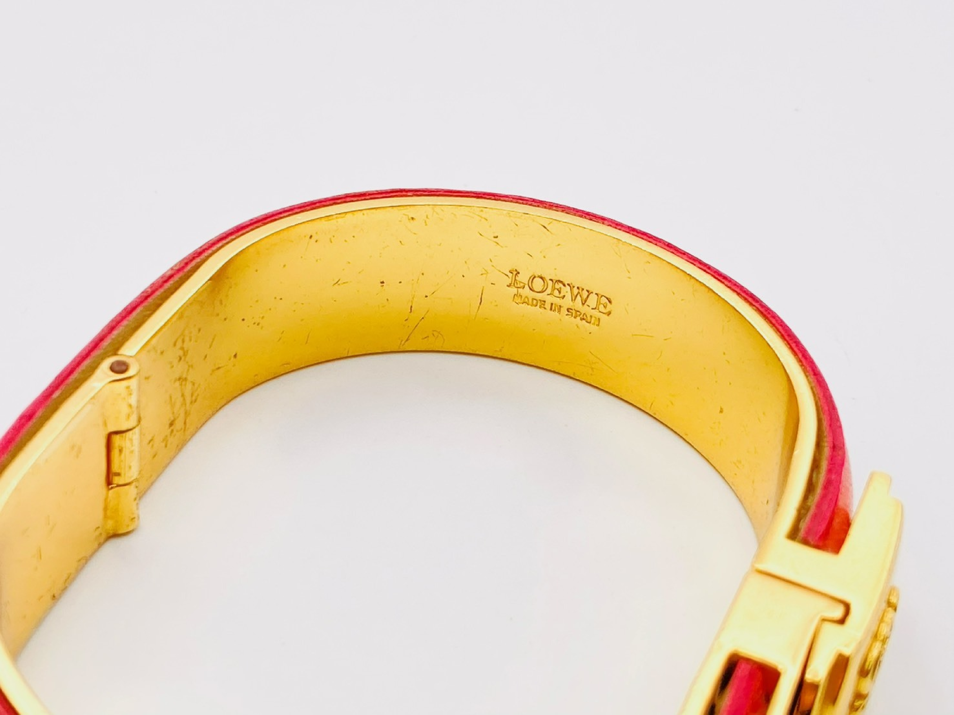 Anagram Leather Bangle Pink x Gold Bracelet/Bangle — view 4