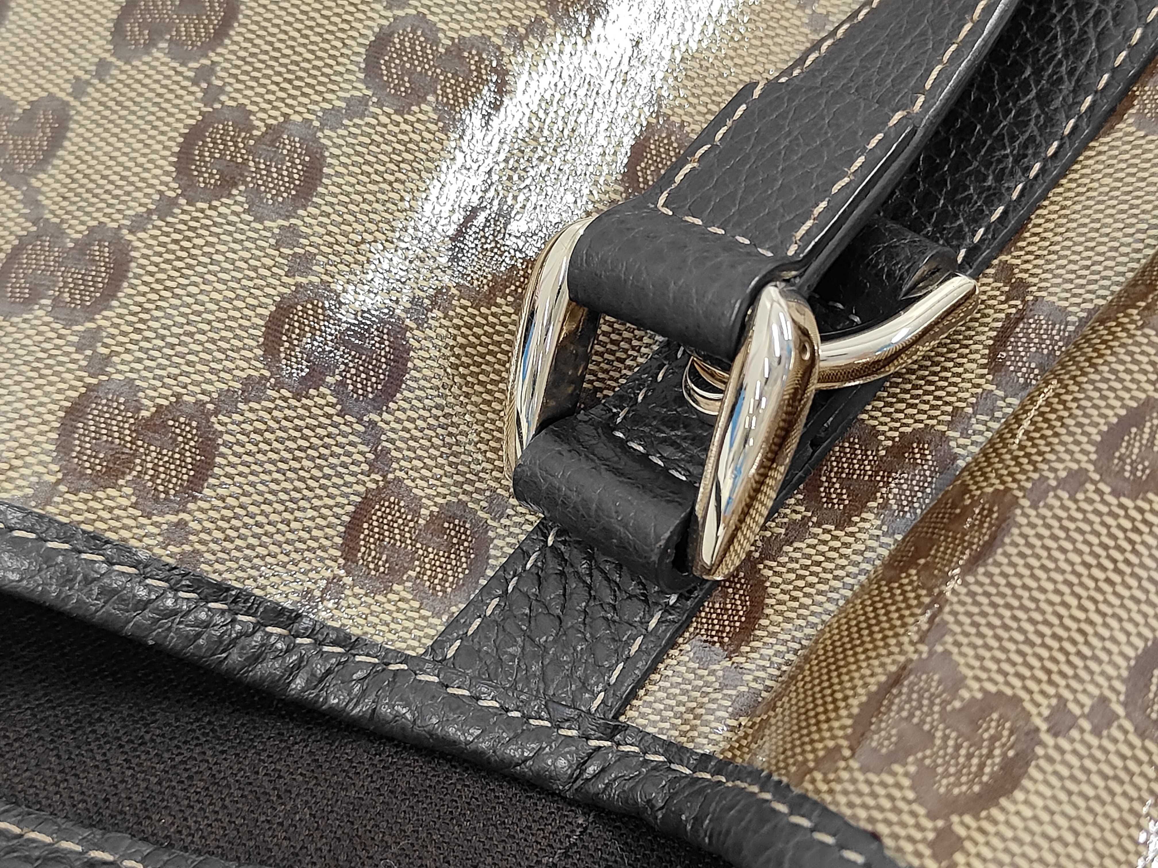 293578 PVC x Leather GG Crystal Tote Bag, Brown, Gold Hardware, with Dust Bag. — view 6