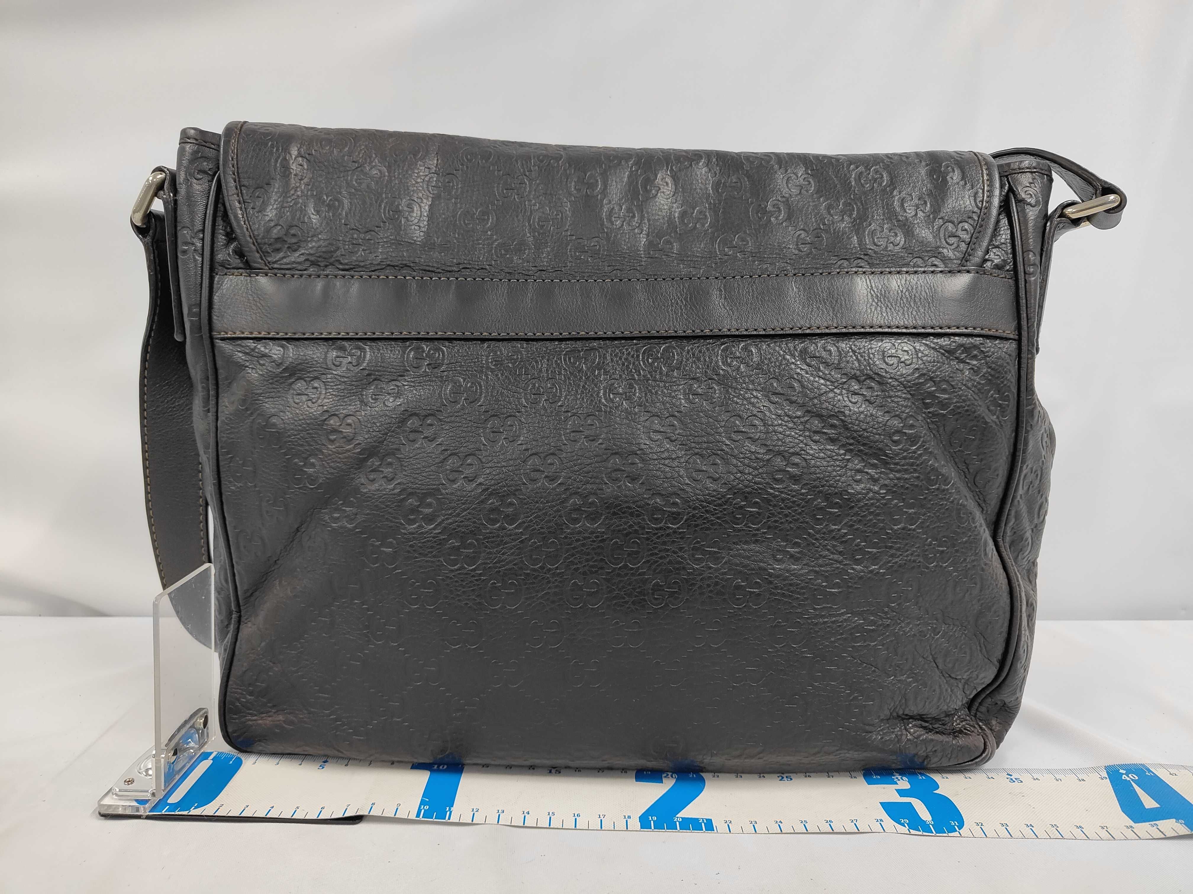 Guccissima Leather Messenger Bag, Dark Brown Shoulder Bag — view 2