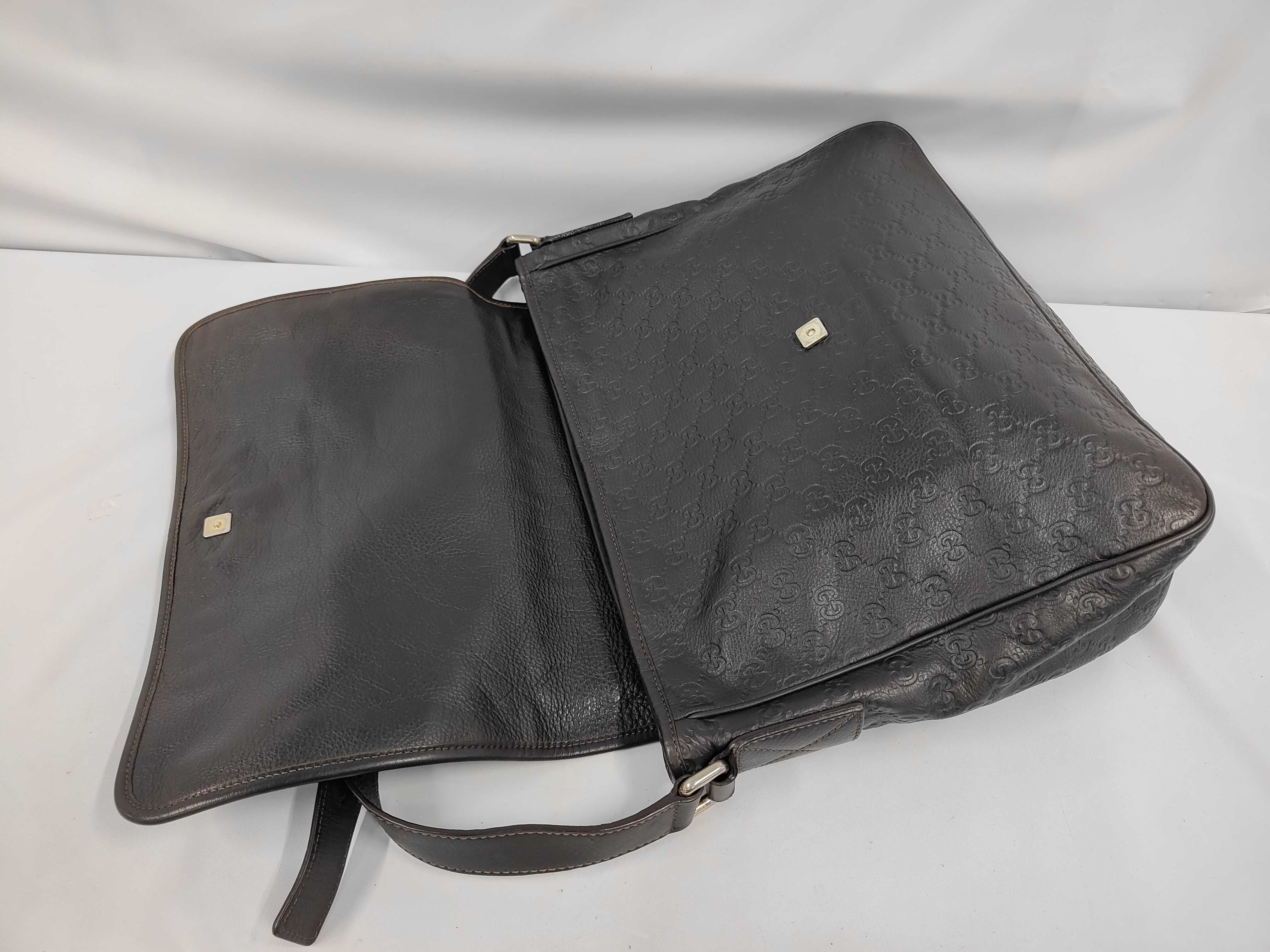 Guccissima Leather Messenger Bag, Dark Brown Shoulder Bag — view 7