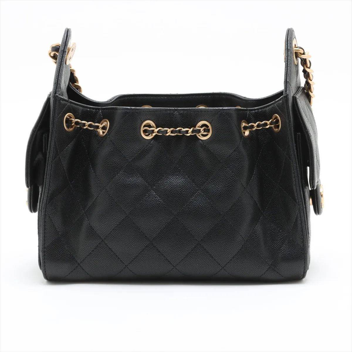 [Individually wrapped] Chanel 25 Mini Caviar Skin Chain Shoulder Bag Black Gold Hardware JUPCCHK4 Random Plate AS5631 — view 2