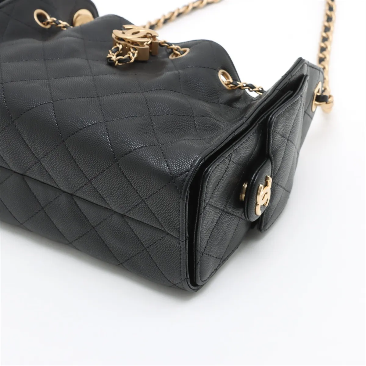 [Individually wrapped] Chanel 25 Mini Caviar Skin Chain Shoulder Bag Black Gold Hardware JUPCCHK4 Random Plate AS5631 — view 3