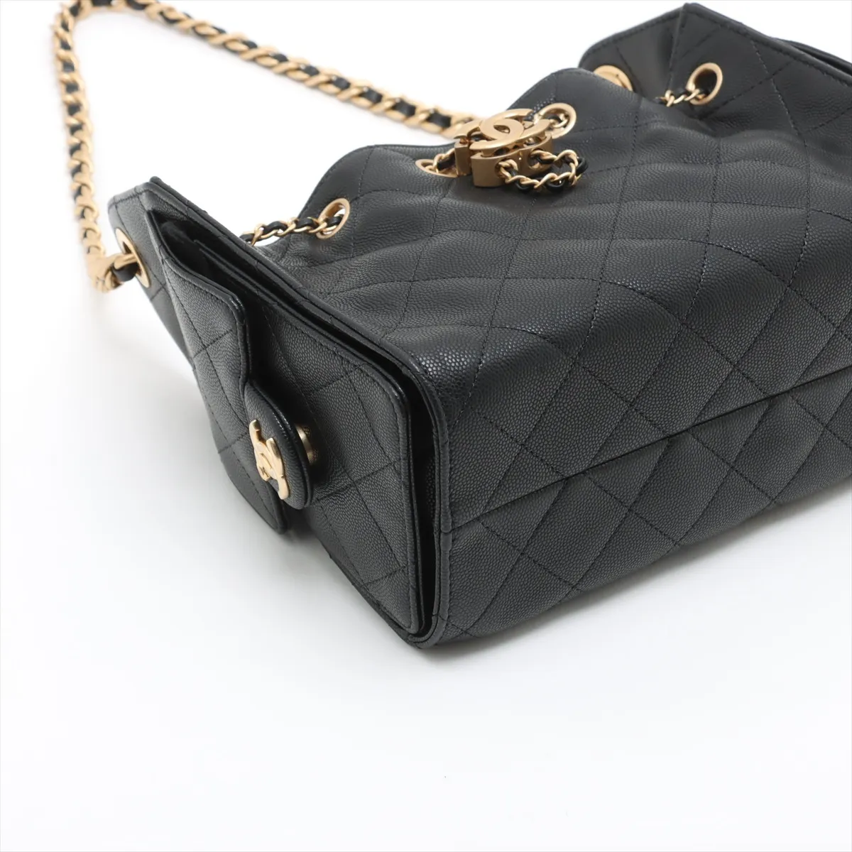 [Individually wrapped] Chanel 25 Mini Caviar Skin Chain Shoulder Bag Black Gold Hardware JUPCCHK4 Random Plate AS5631 — view 4