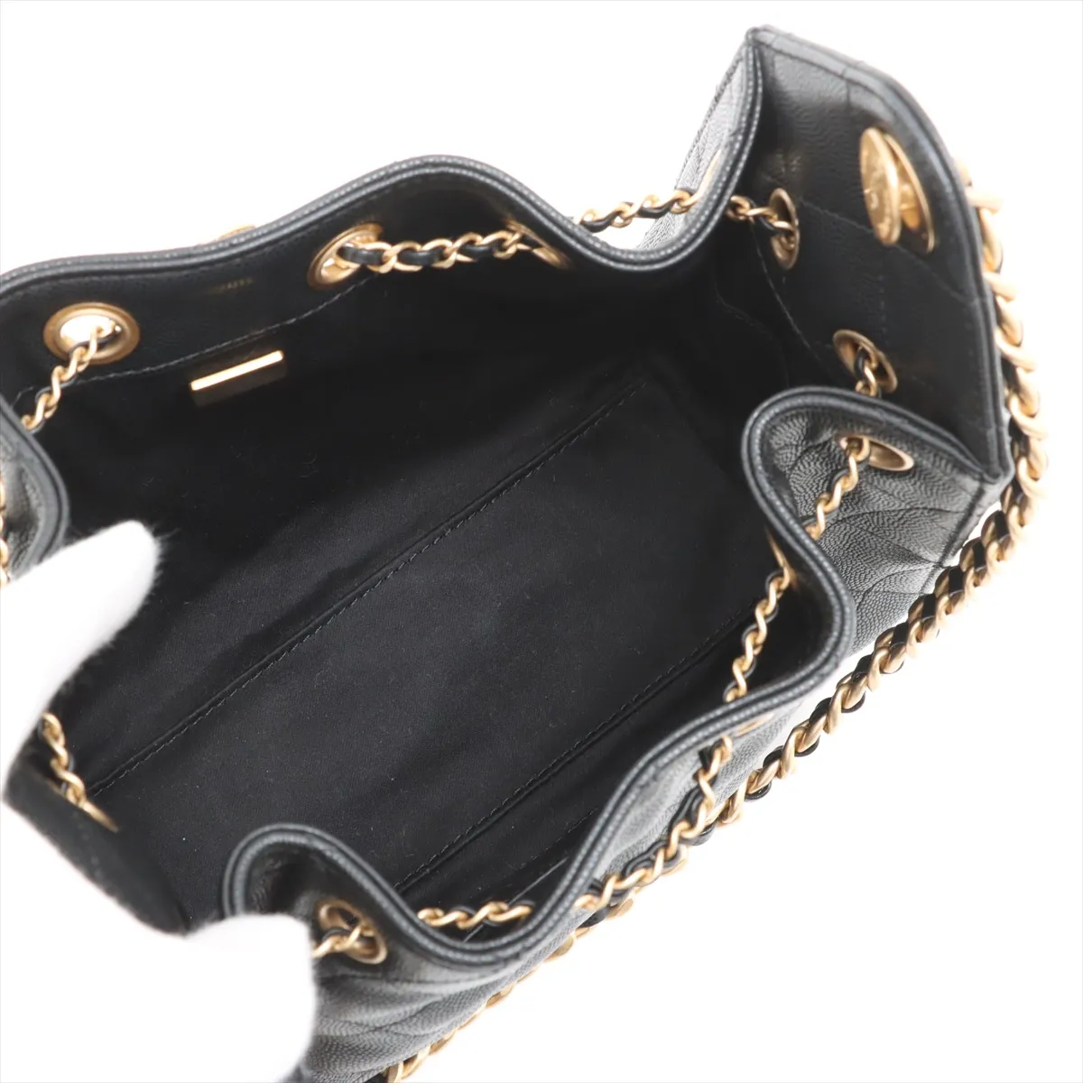 [Individually wrapped] Chanel 25 Mini Caviar Skin Chain Shoulder Bag Black Gold Hardware JUPCCHK4 Random Plate AS5631 — view 6
