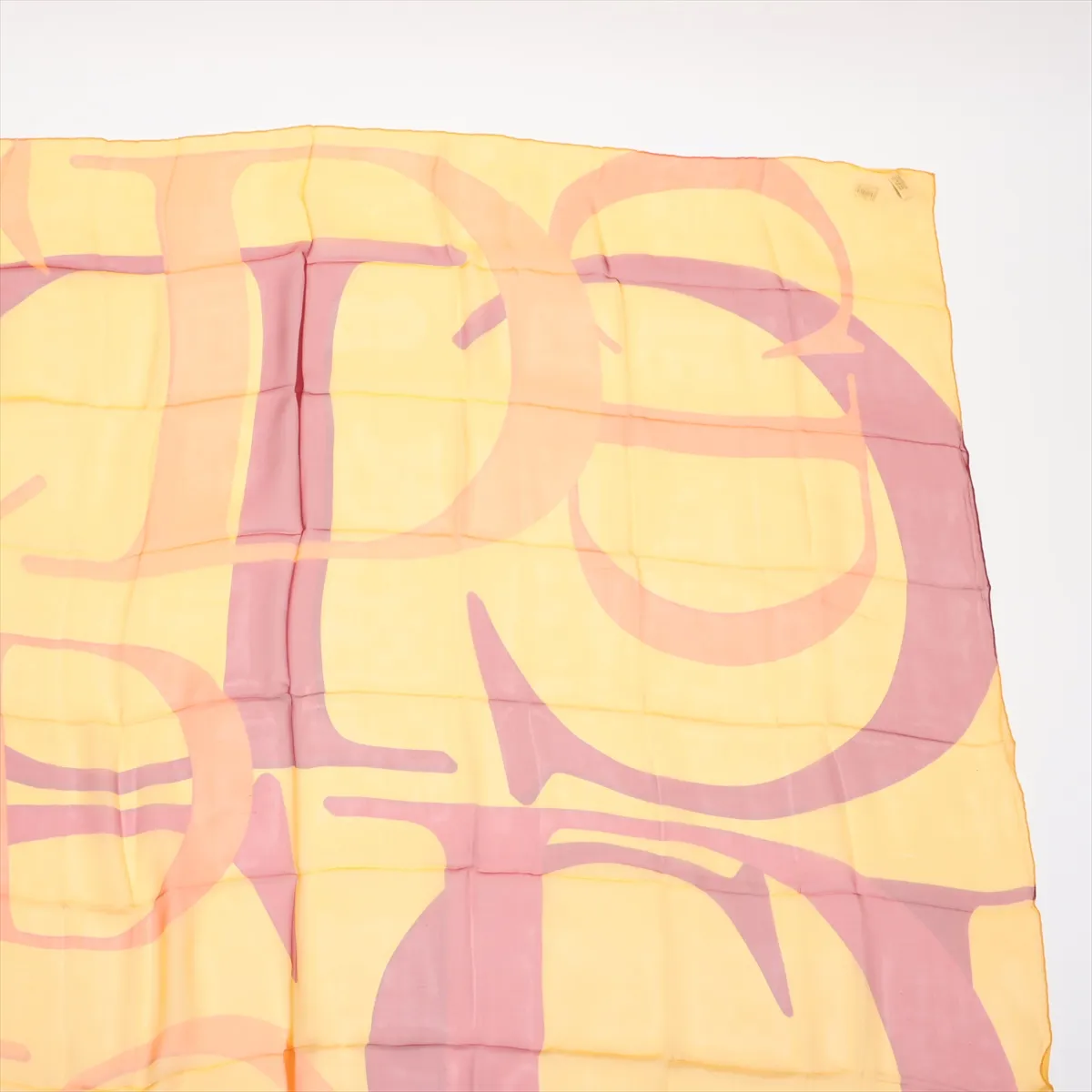 logo scarf, silk, yellow x red, — view 3