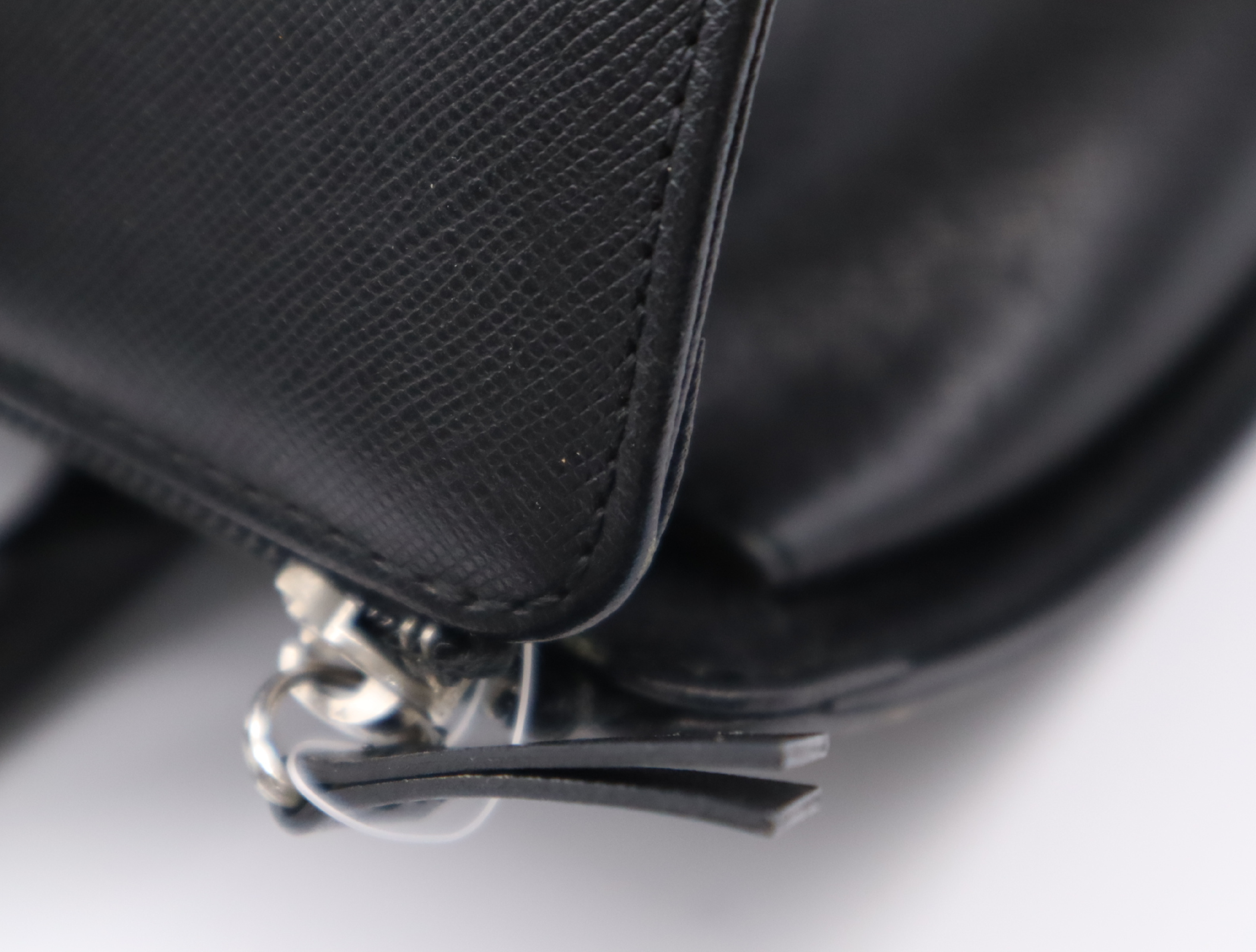 Leather Cylindrical Handbag, Black Nova Check Pattern, Silver Hardware — view 11