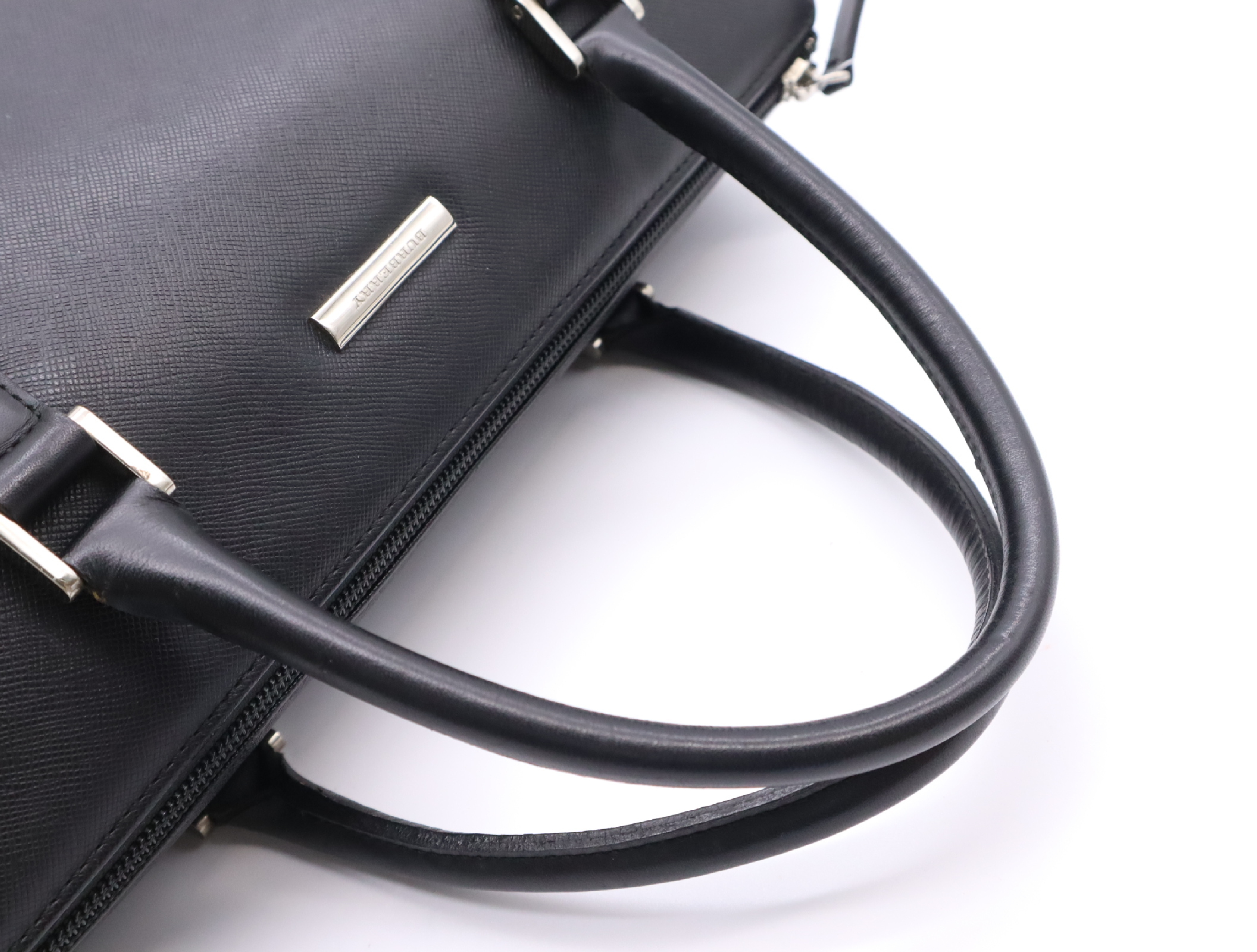 Leather Cylindrical Handbag, Black Nova Check Pattern, Silver Hardware — view 12