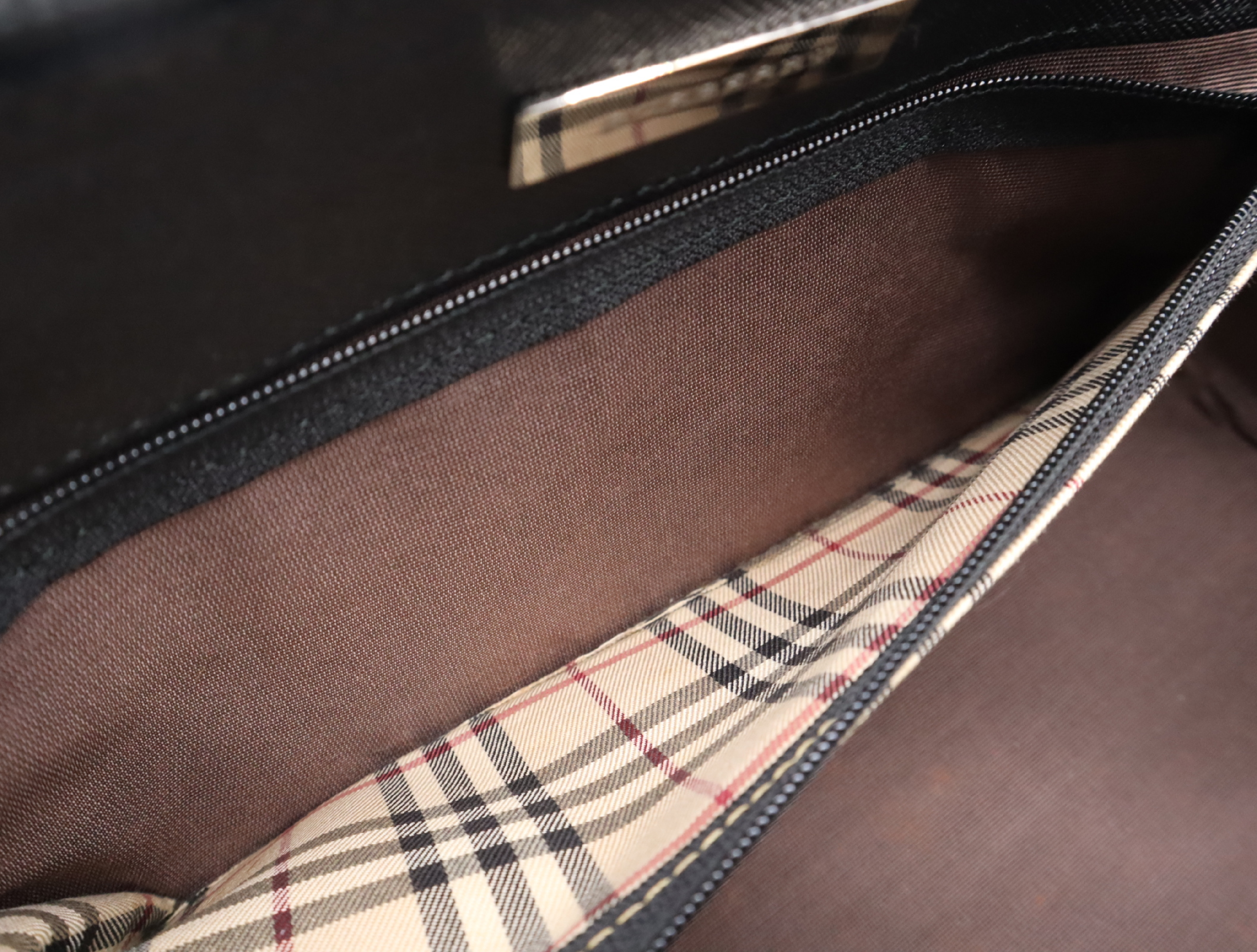 Leather Cylindrical Handbag, Black Nova Check Pattern, Silver Hardware — view 15
