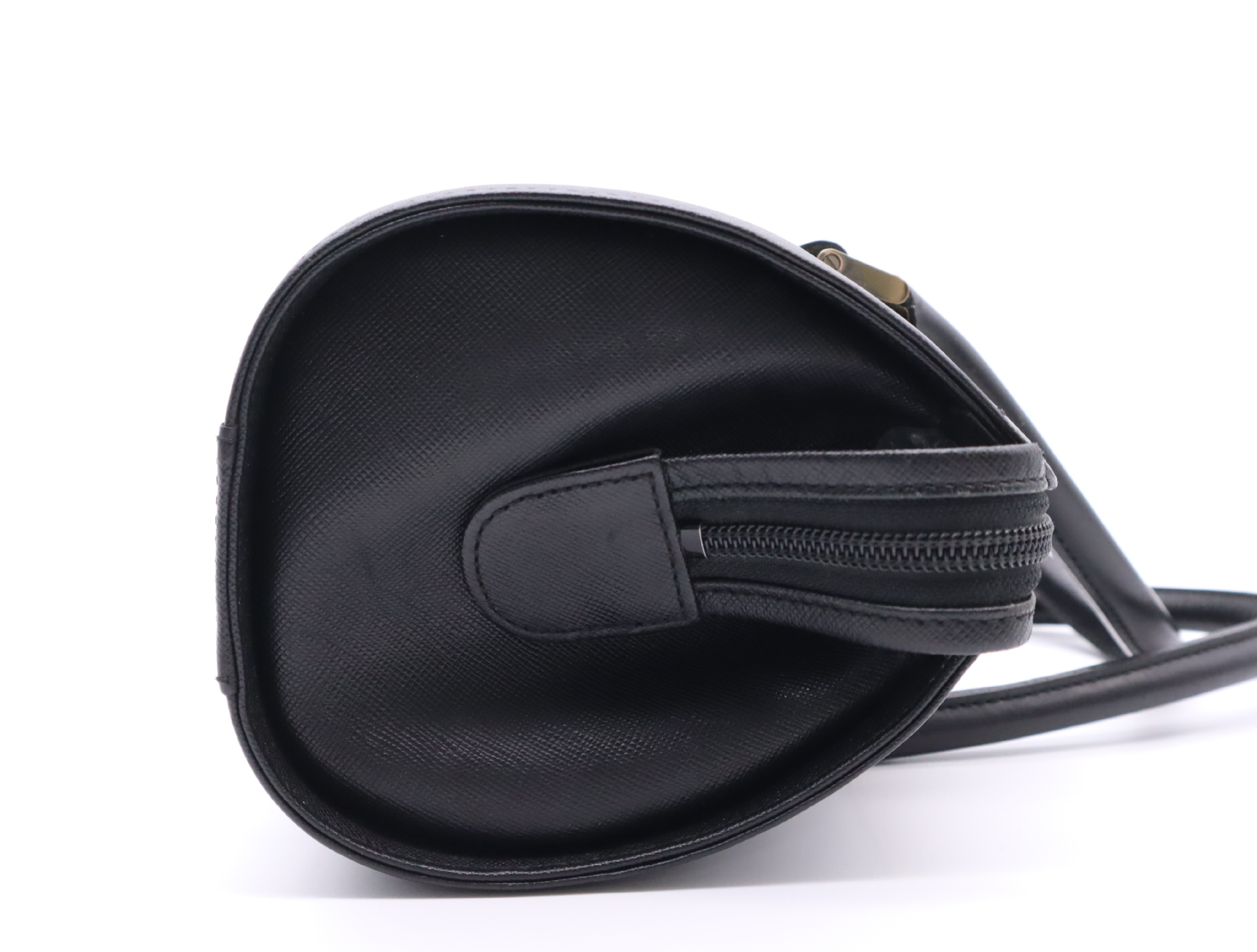 Leather Cylindrical Handbag, Black Nova Check Pattern, Silver Hardware — view 5