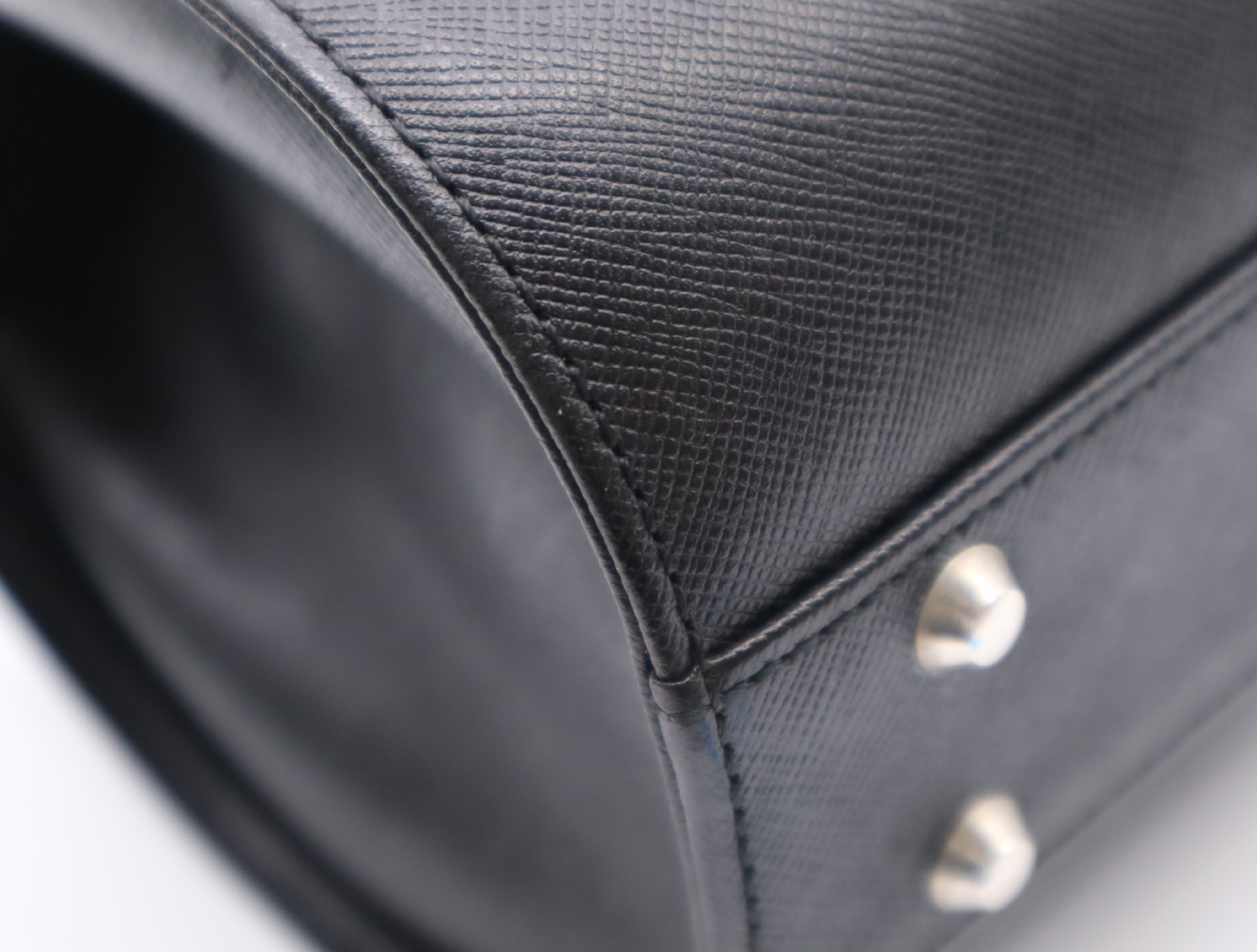 Leather Cylindrical Handbag, Black Nova Check Pattern, Silver Hardware — view 6