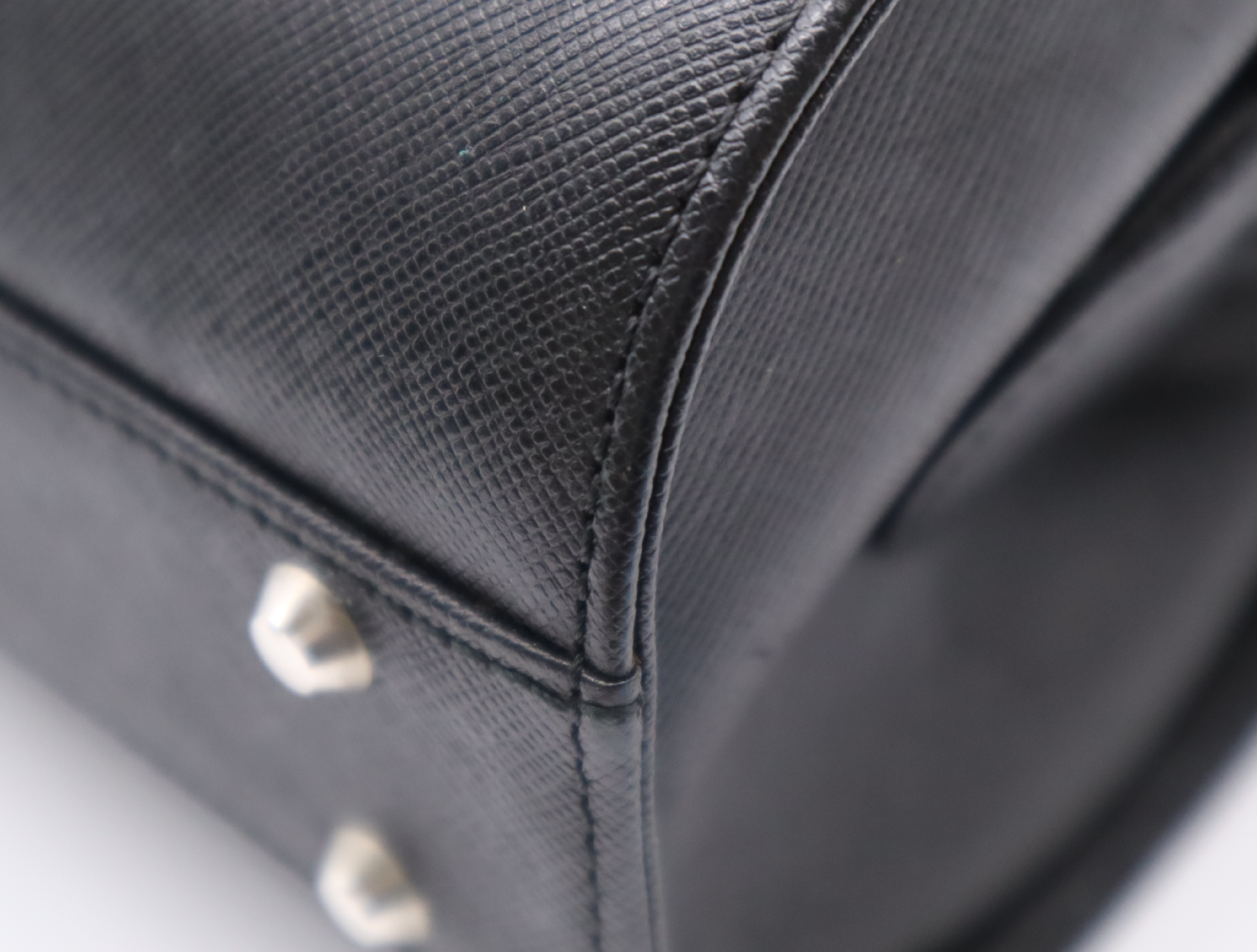 Leather Cylindrical Handbag, Black Nova Check Pattern, Silver Hardware — view 7
