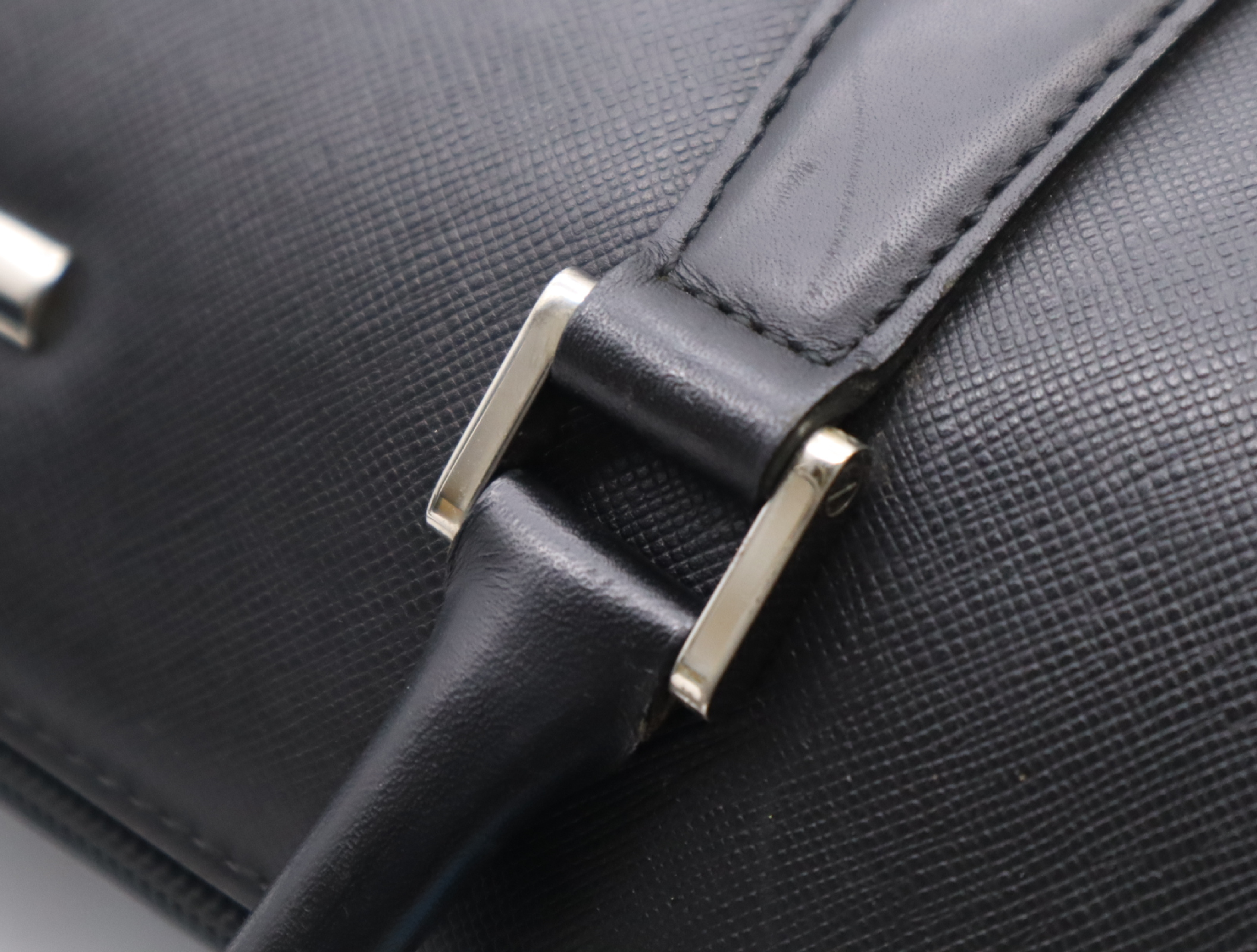 Leather Cylindrical Handbag, Black Nova Check Pattern, Silver Hardware — view 10