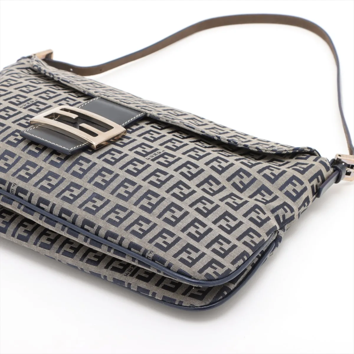 Zucchino Canvas x Leather Shoulder Bag Navy 26796 — view 3