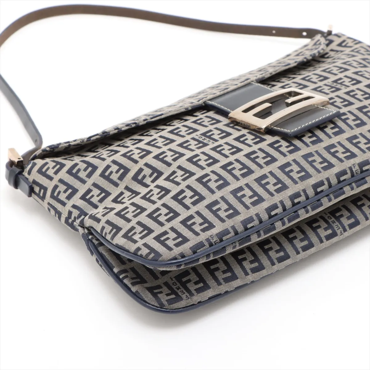 Zucchino Canvas x Leather Shoulder Bag Navy 26796 — view 4