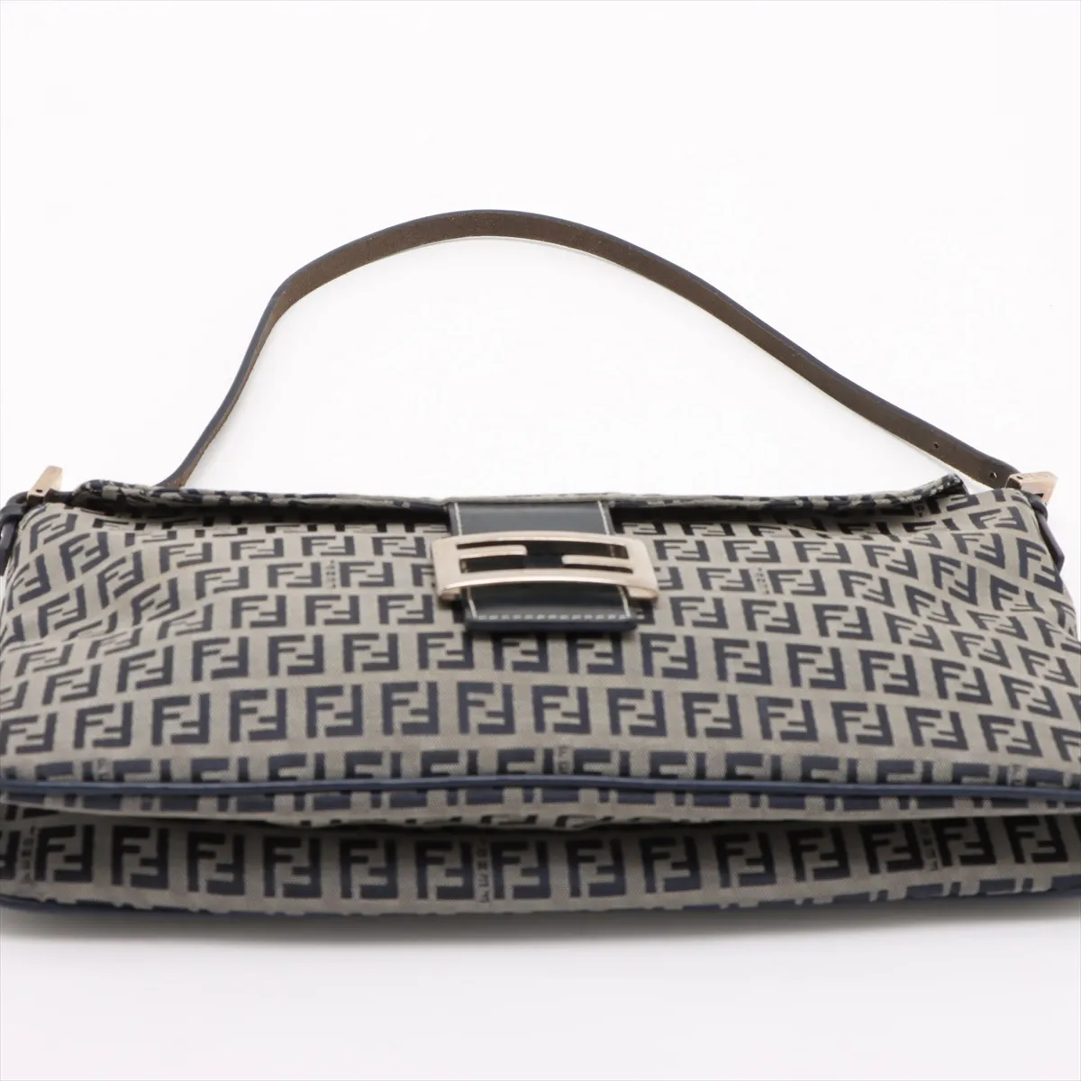 Zucchino Canvas x Leather Shoulder Bag Navy 26796 — view 6
