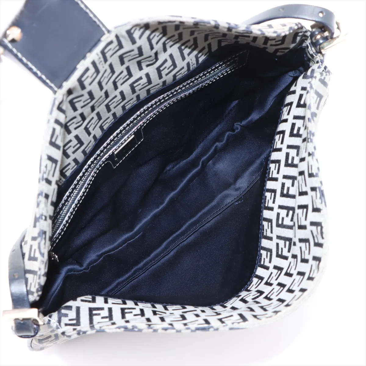 Zucchino Canvas x Leather Shoulder Bag Navy 26796 — view 7