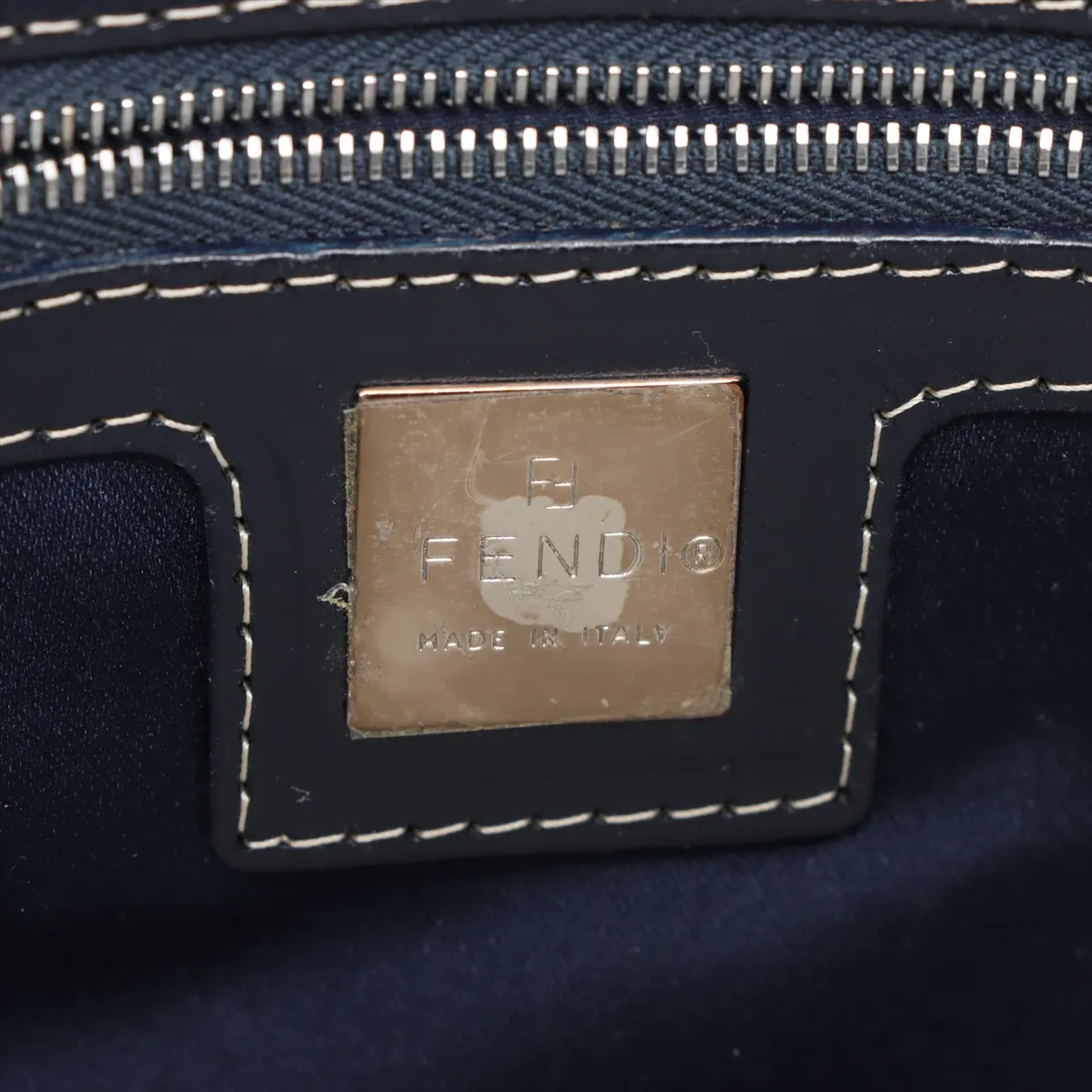 Zucchino Canvas x Leather Shoulder Bag Navy 26796 — view 9