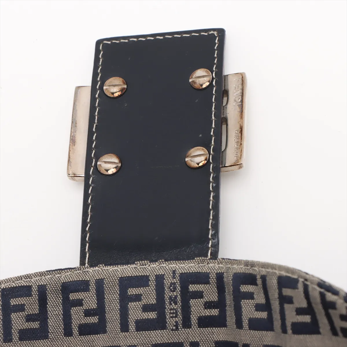 Zucchino Canvas x Leather Shoulder Bag Navy 26796 — view 10