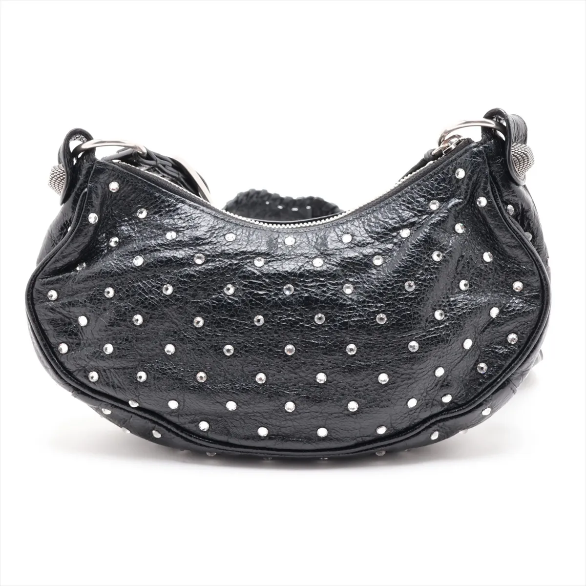 Lucagol XS 671309 Leather Shoulder Bag, Black, with Mirror Charm — view 2