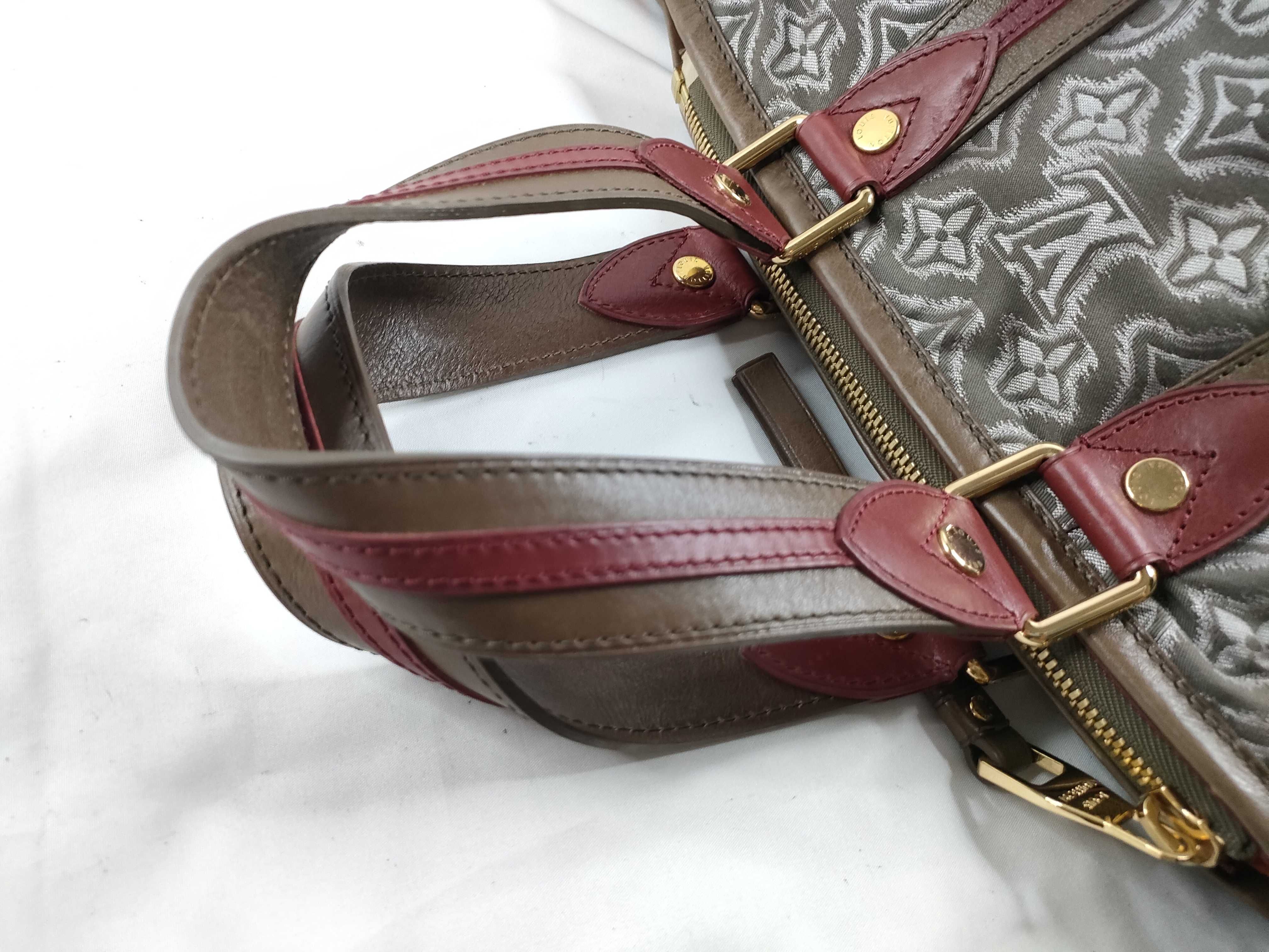 ID- Aviator Jacquard 38 Canvas Brown Red Handbag GHW TJ1150 — view 6