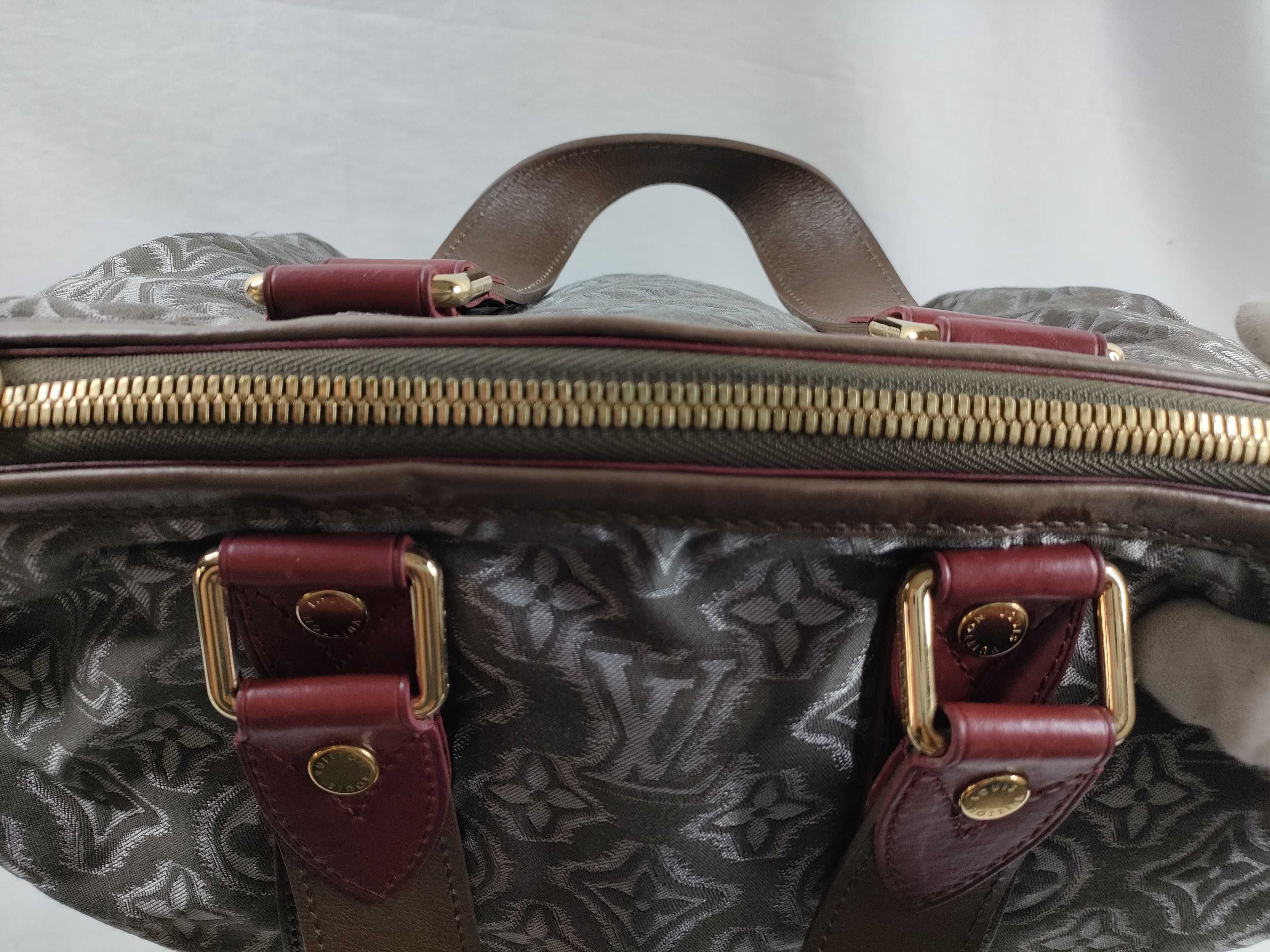 ID- Aviator Jacquard 38 Canvas Brown Red Handbag GHW TJ1150 — view 9