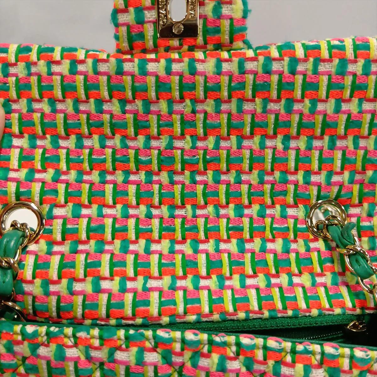 Mini Matelassé 20 Tweed Single Flap Single Chain Bag, Multicolor, Gold Hardware, 21865751, Serial Number 21-A69900 — view 12