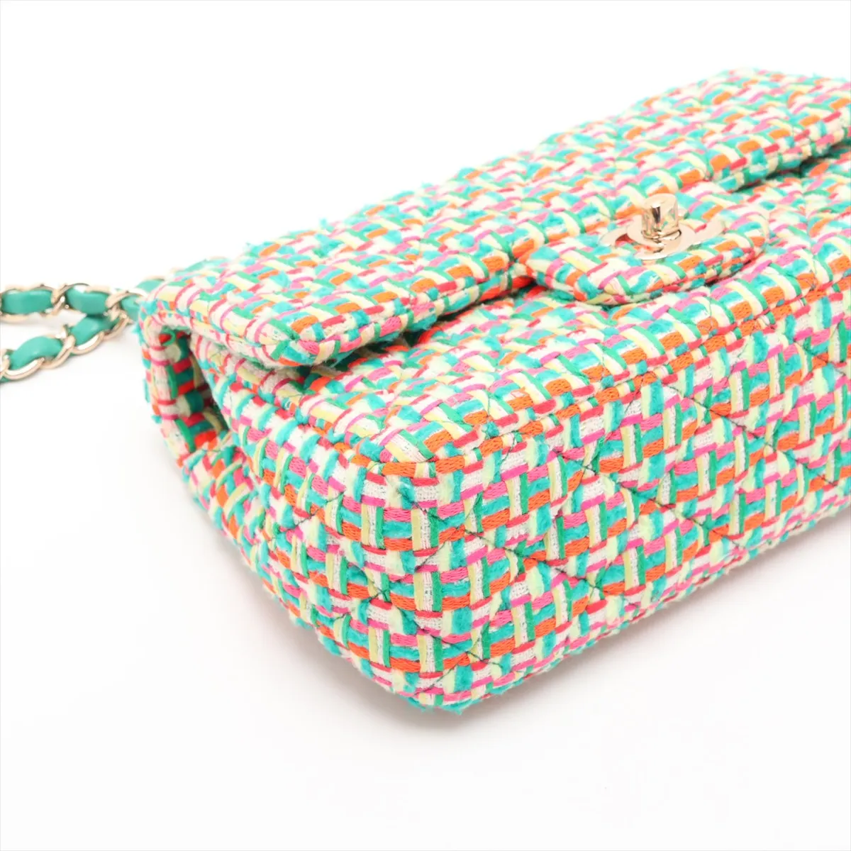 Mini Matelassé 20 Tweed Single Flap Single Chain Bag, Multicolor, Gold Hardware, 21865751, Serial Number 21-A69900 — view 4