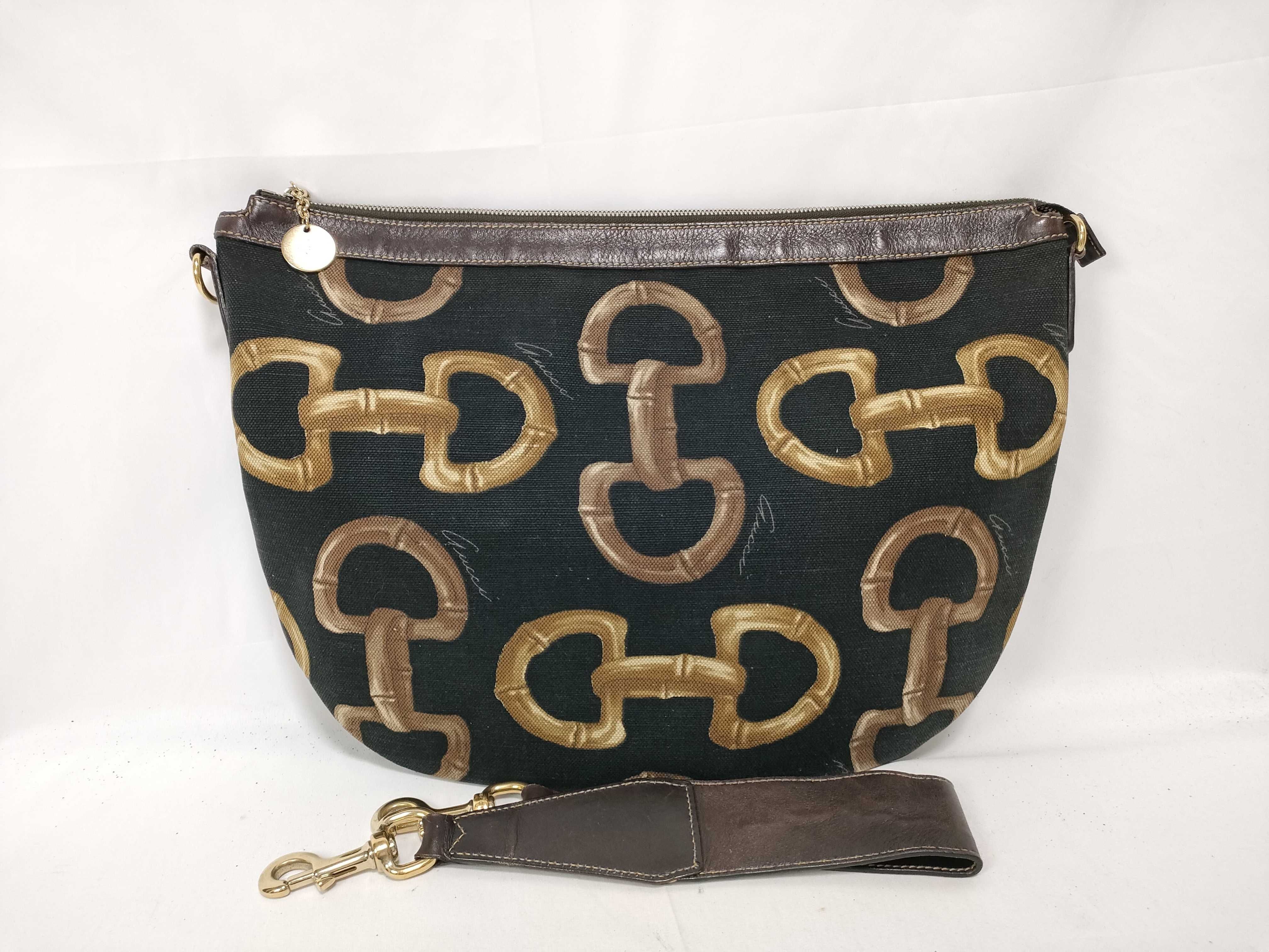 Black GG Canvas Horsebit Kidney-Shaped Single-Shoulder Bag