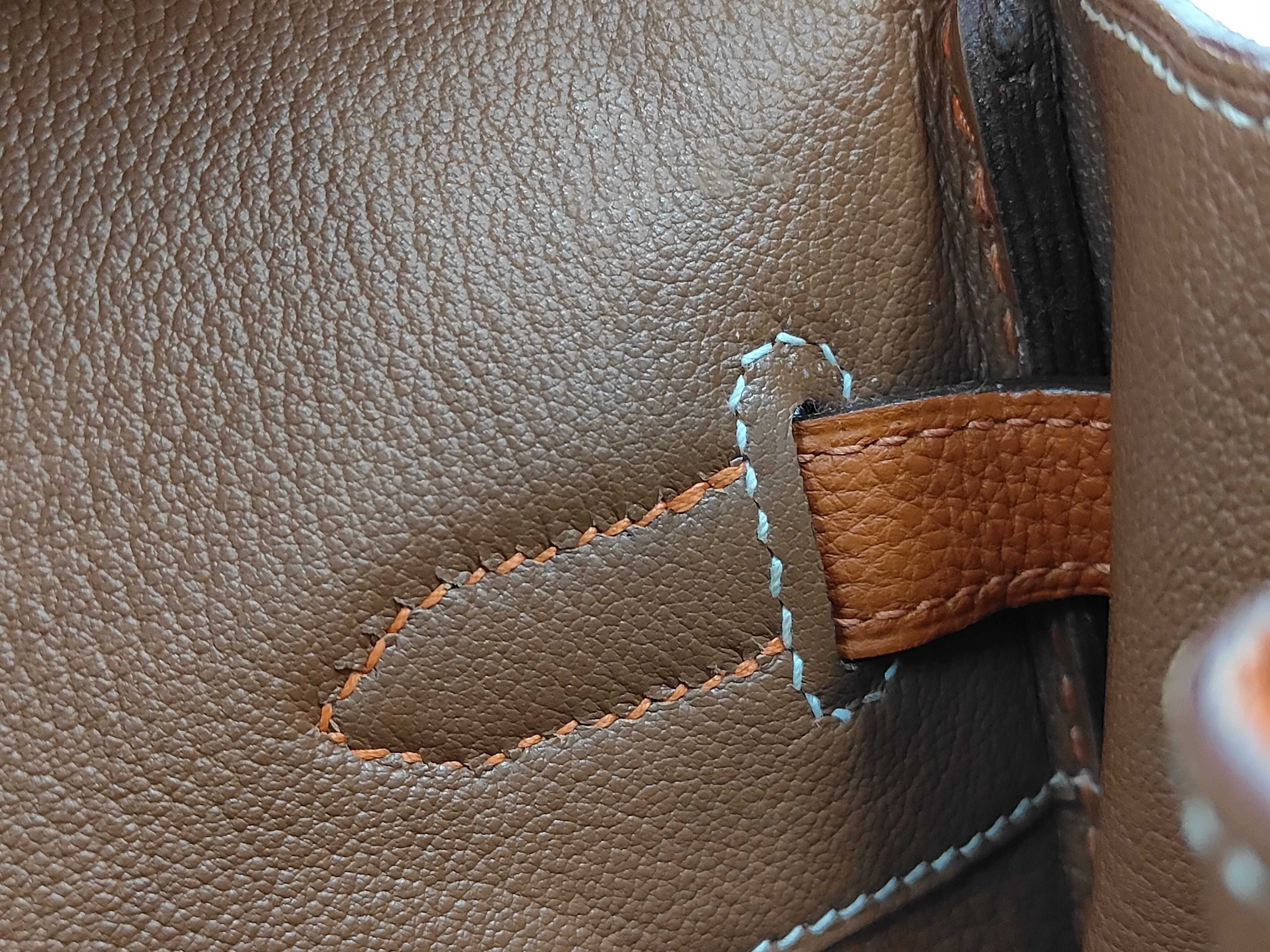 Birkin 35 Orange Tone Silver Hardware I Stamp Handbag — view 13