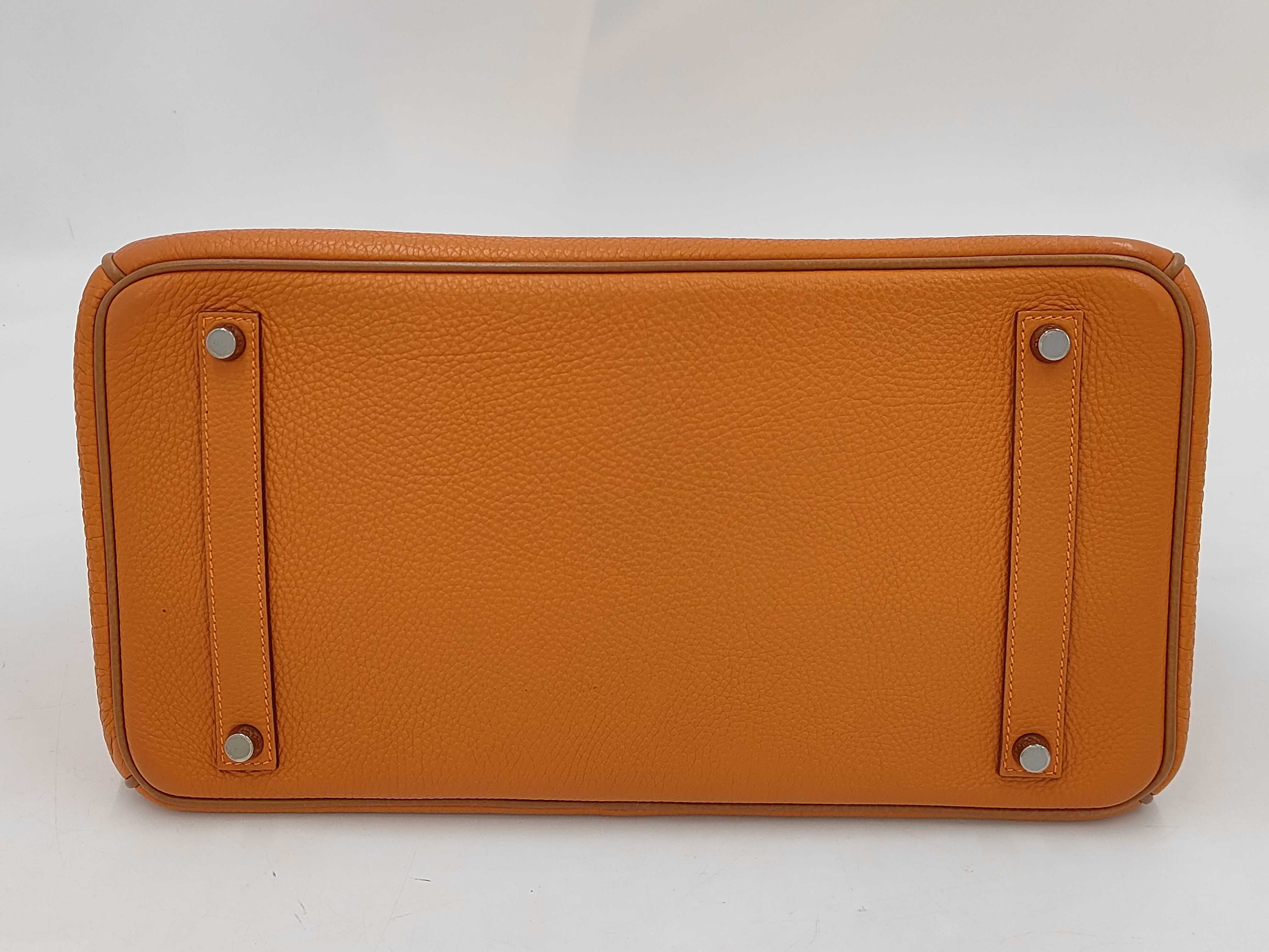 Birkin 35 Orange Tone Silver Hardware I Stamp Handbag — view 3