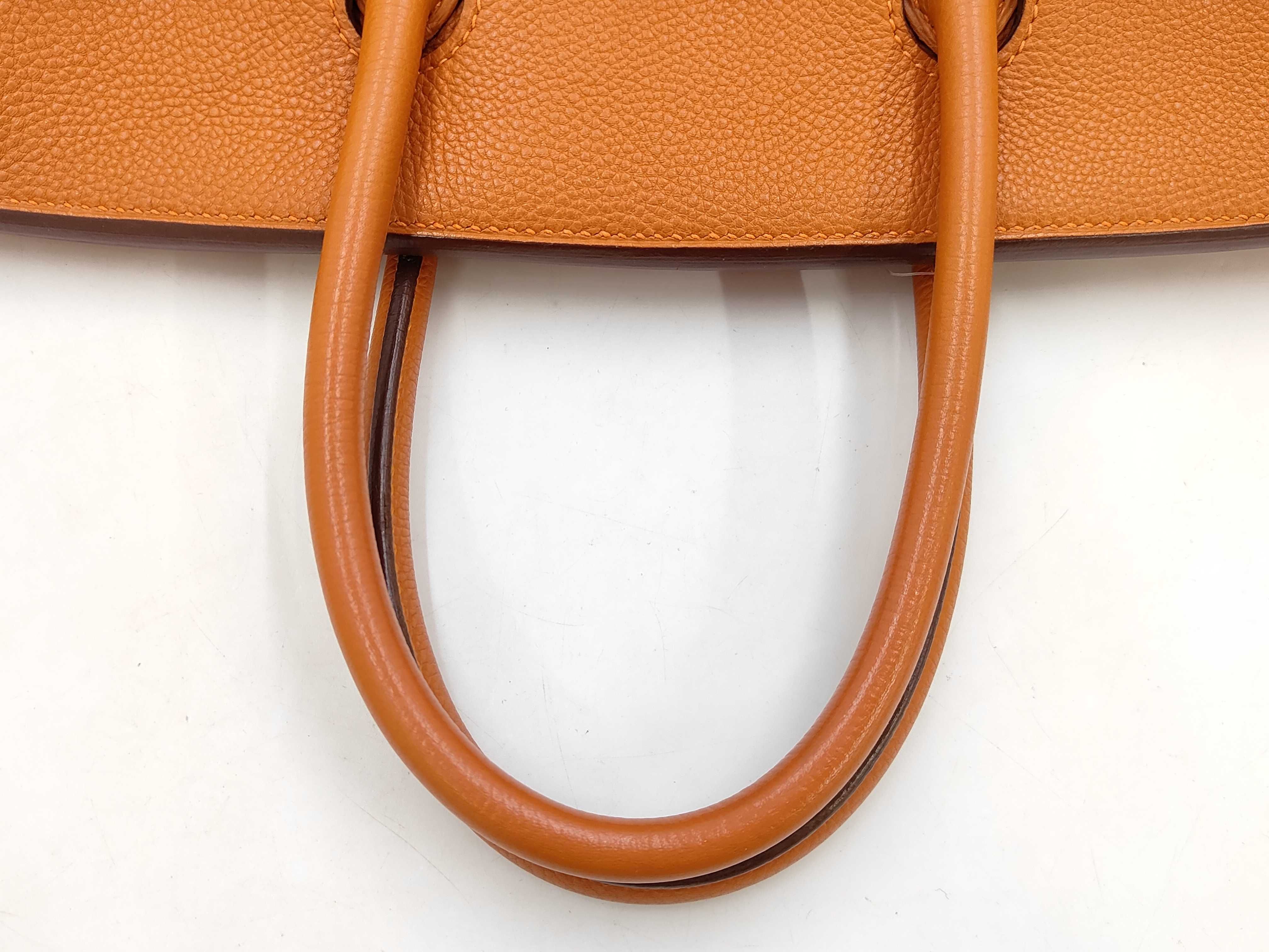 Birkin 35 Orange Tone Silver Hardware I Stamp Handbag — view 5