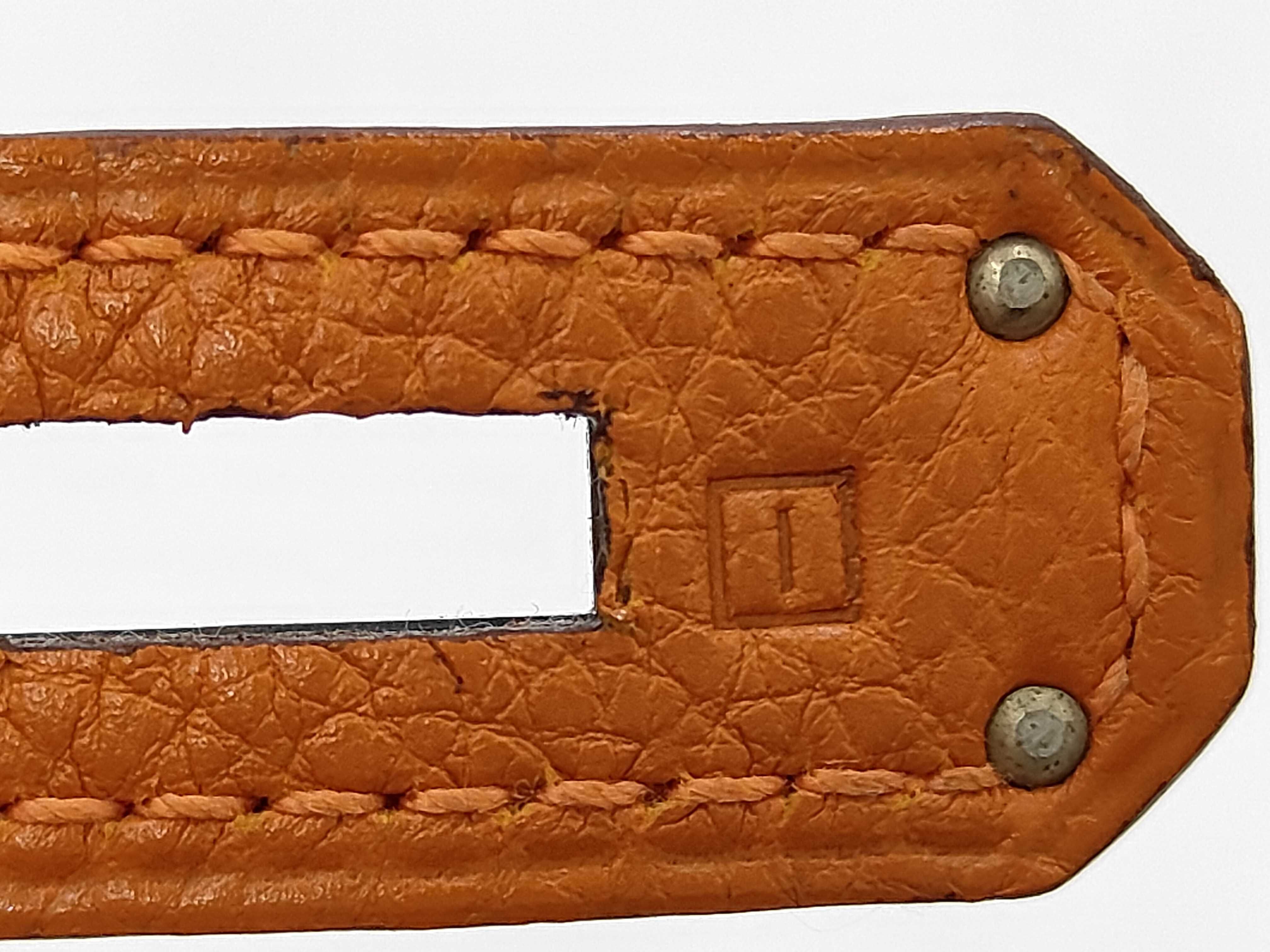 Birkin 35 Orange Tone Silver Hardware I Stamp Handbag — view 9