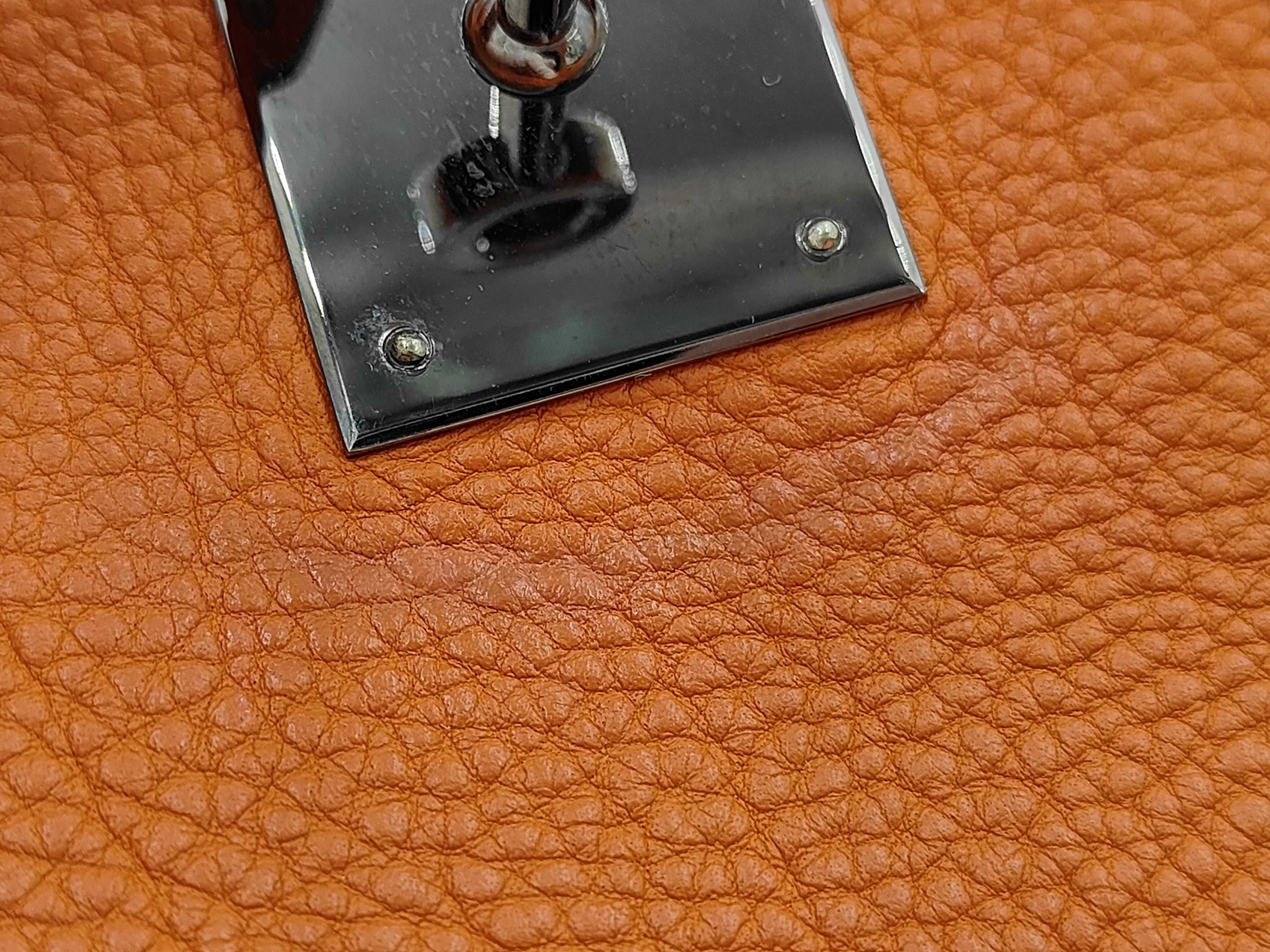 Birkin 35 Orange Tone Silver Hardware I Stamp Handbag — view 10