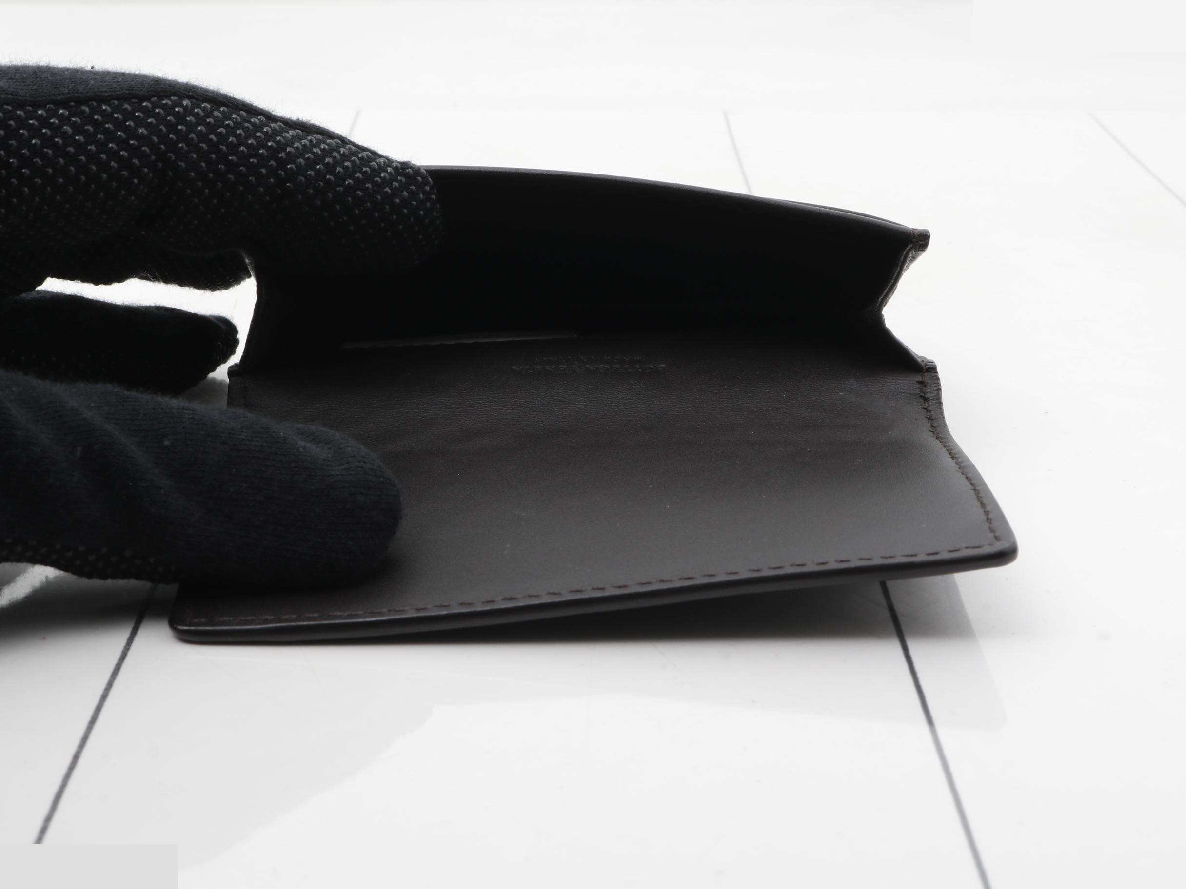 Intrecciato Card Case, Black — view 4