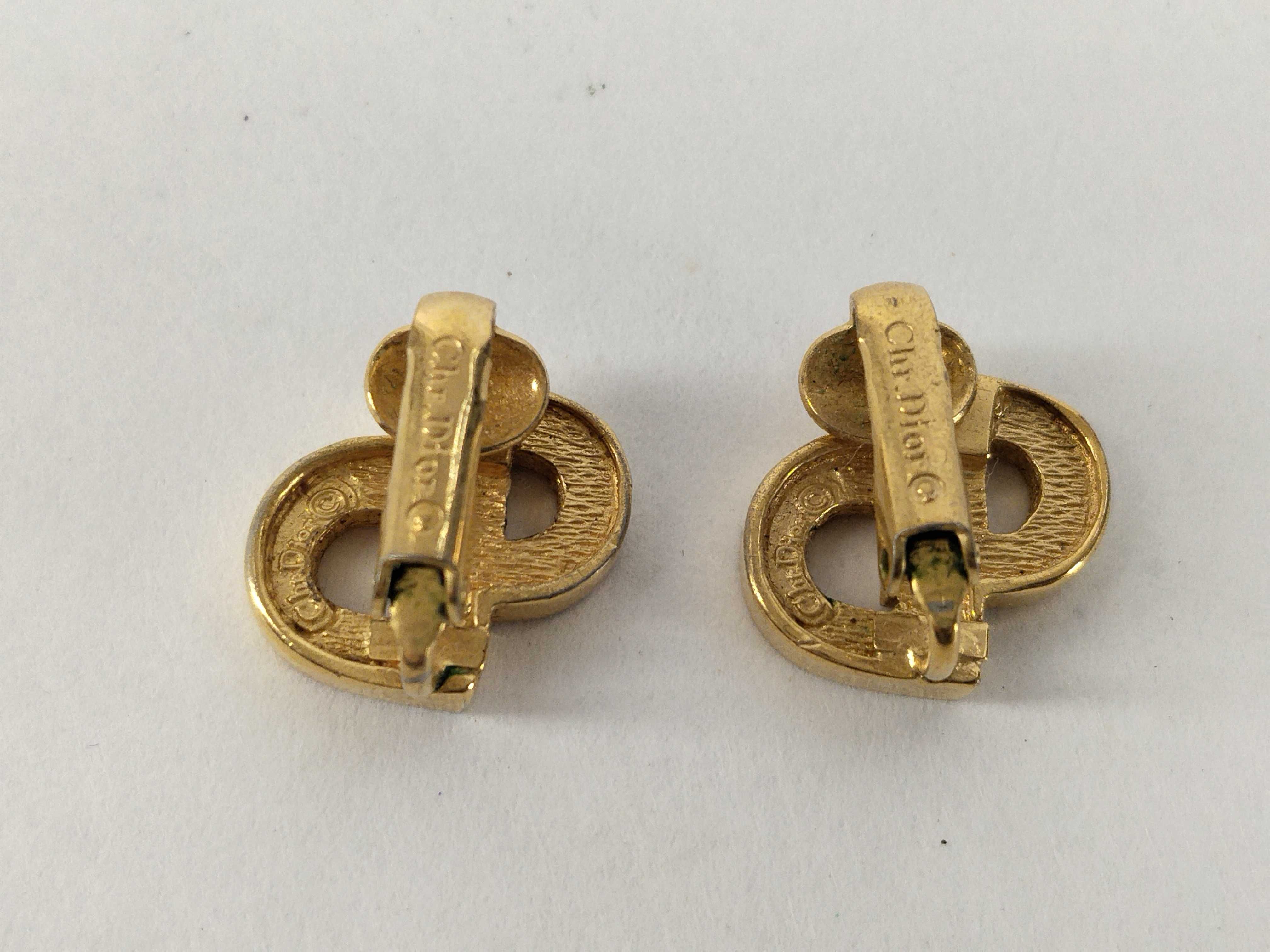 CD Logo Rhinestone Gold Earrings — view 3