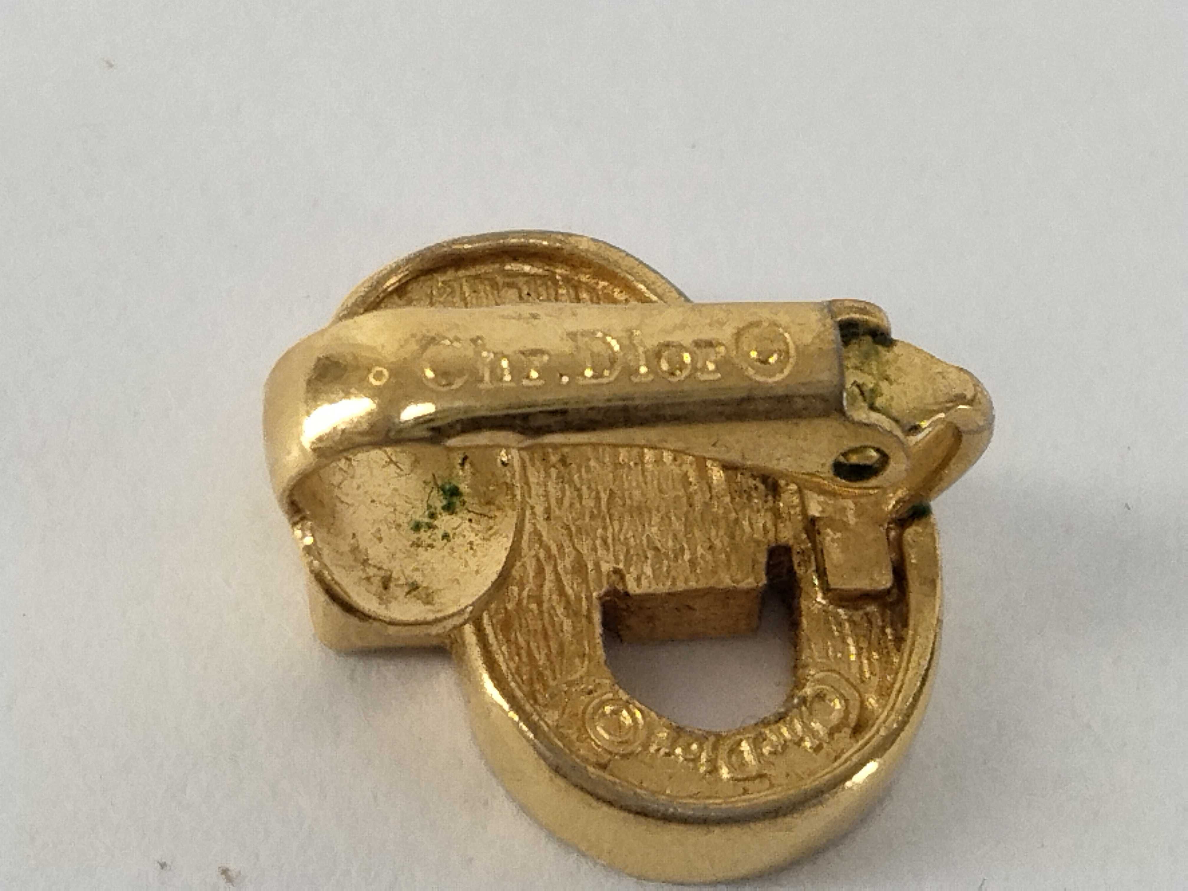 CD Logo Rhinestone Gold Earrings — view 4