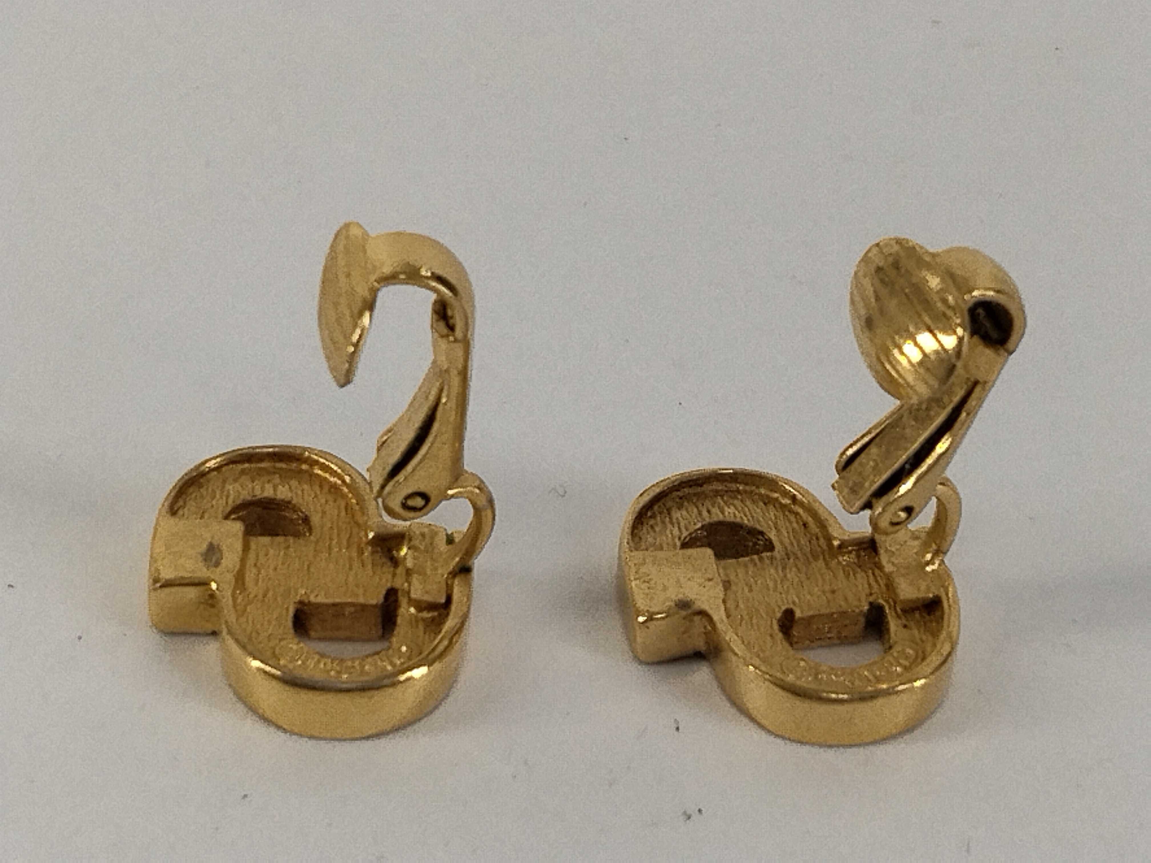 CD Logo Rhinestone Gold Earrings — view 5