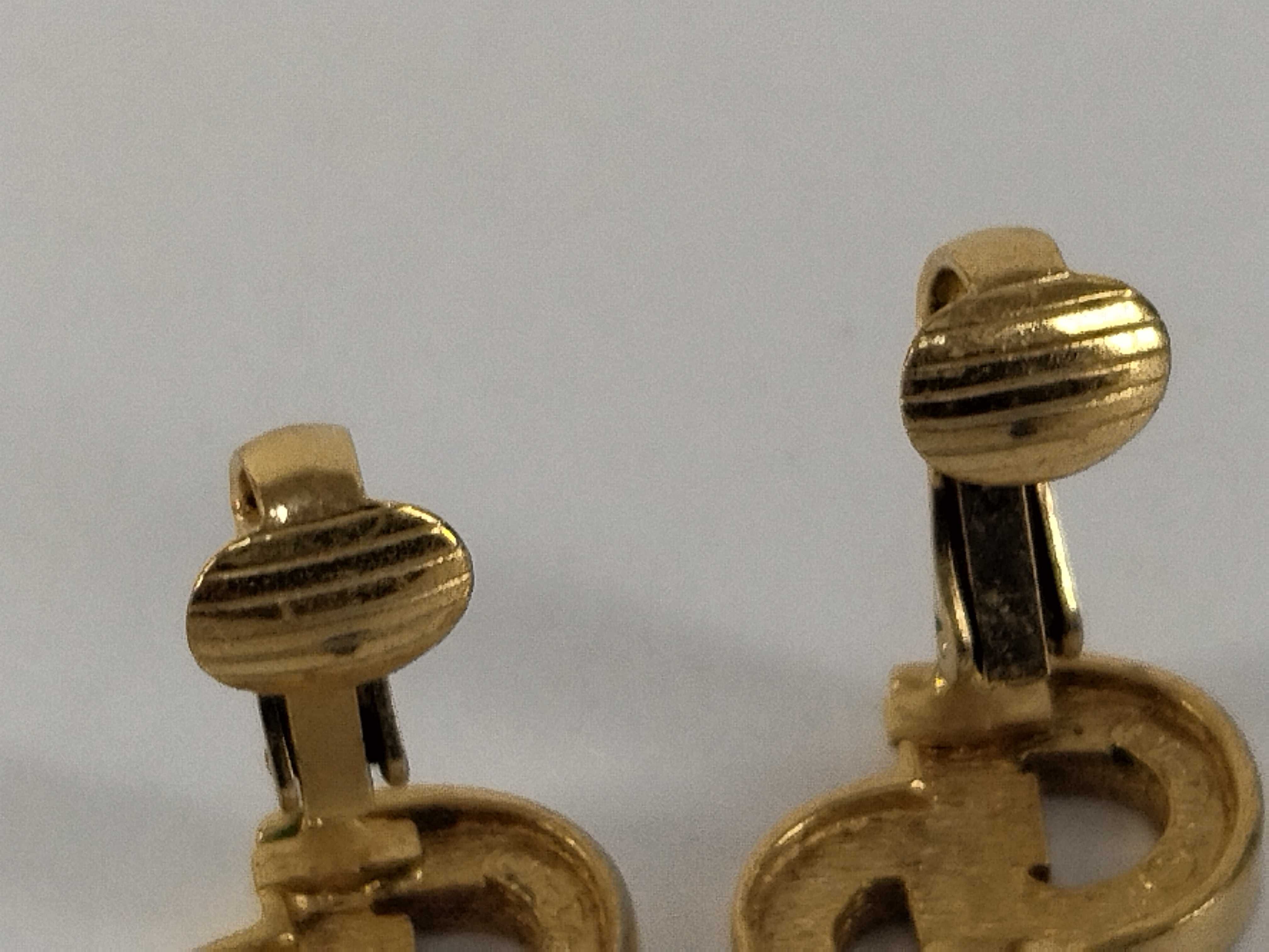CD Logo Rhinestone Gold Earrings — view 6