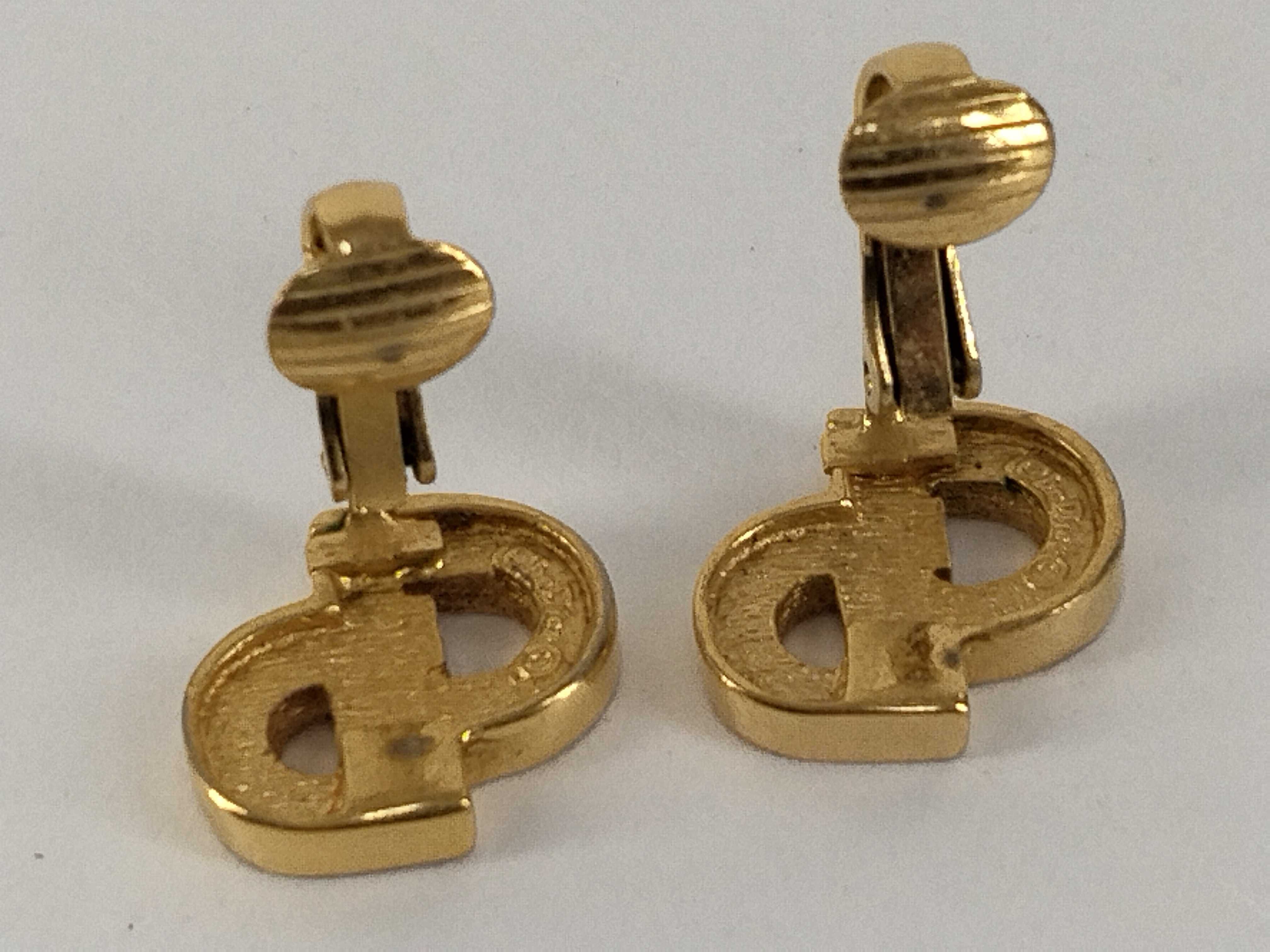 CD Logo Rhinestone Gold Earrings — view 7